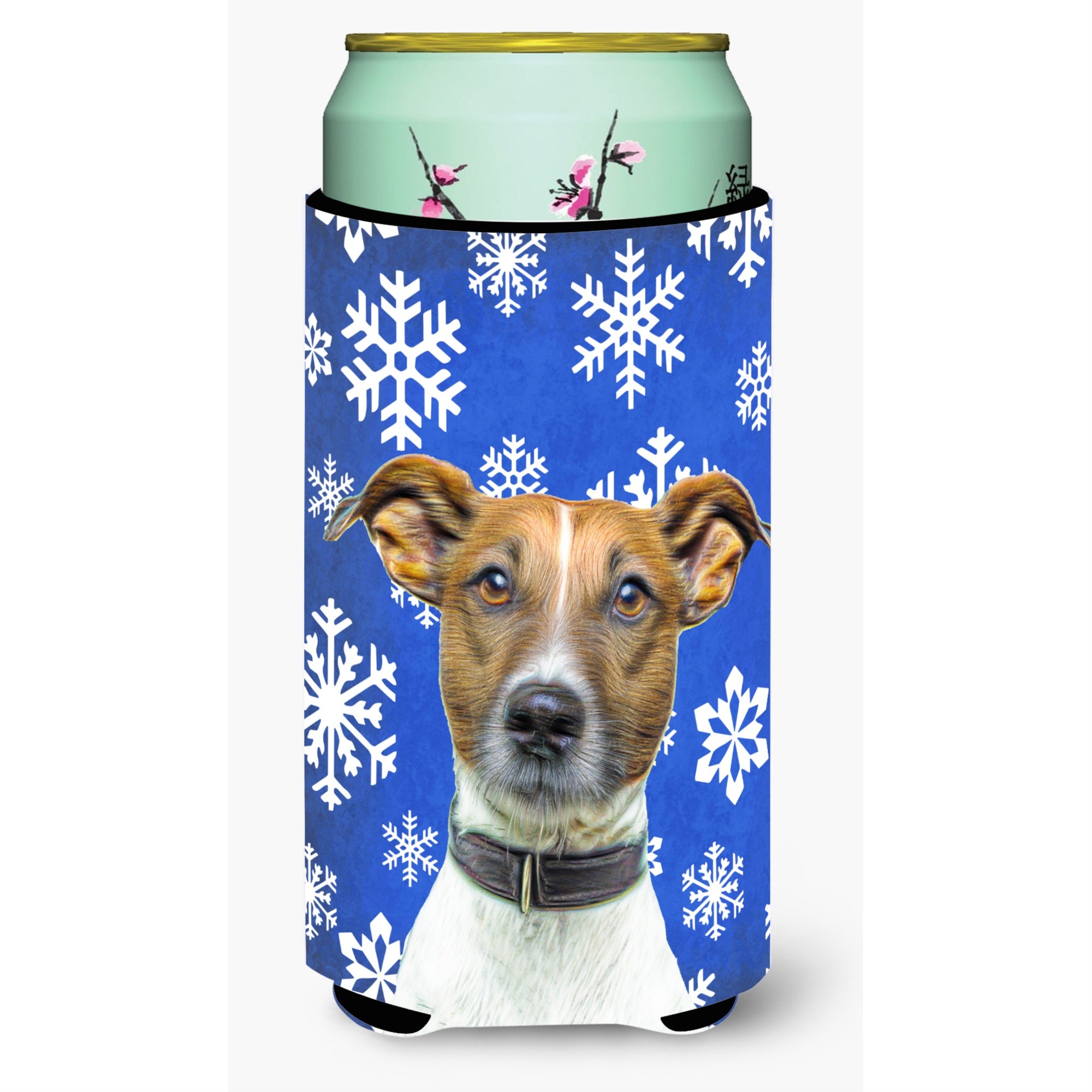 Winter Snowflakes Holiday Jack Russell Terrier Tall Boy Beverage Insulator Hugger Kj1176Tbc