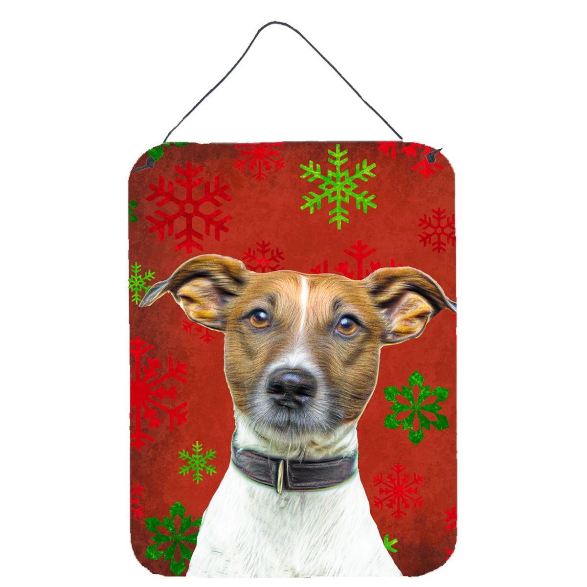 'Caroline'S Treasures Red Snowflakes Holiday Christmas Jack Russell Terrier Wall Or Door Hanging Prints, 16'''' X 12''''''
