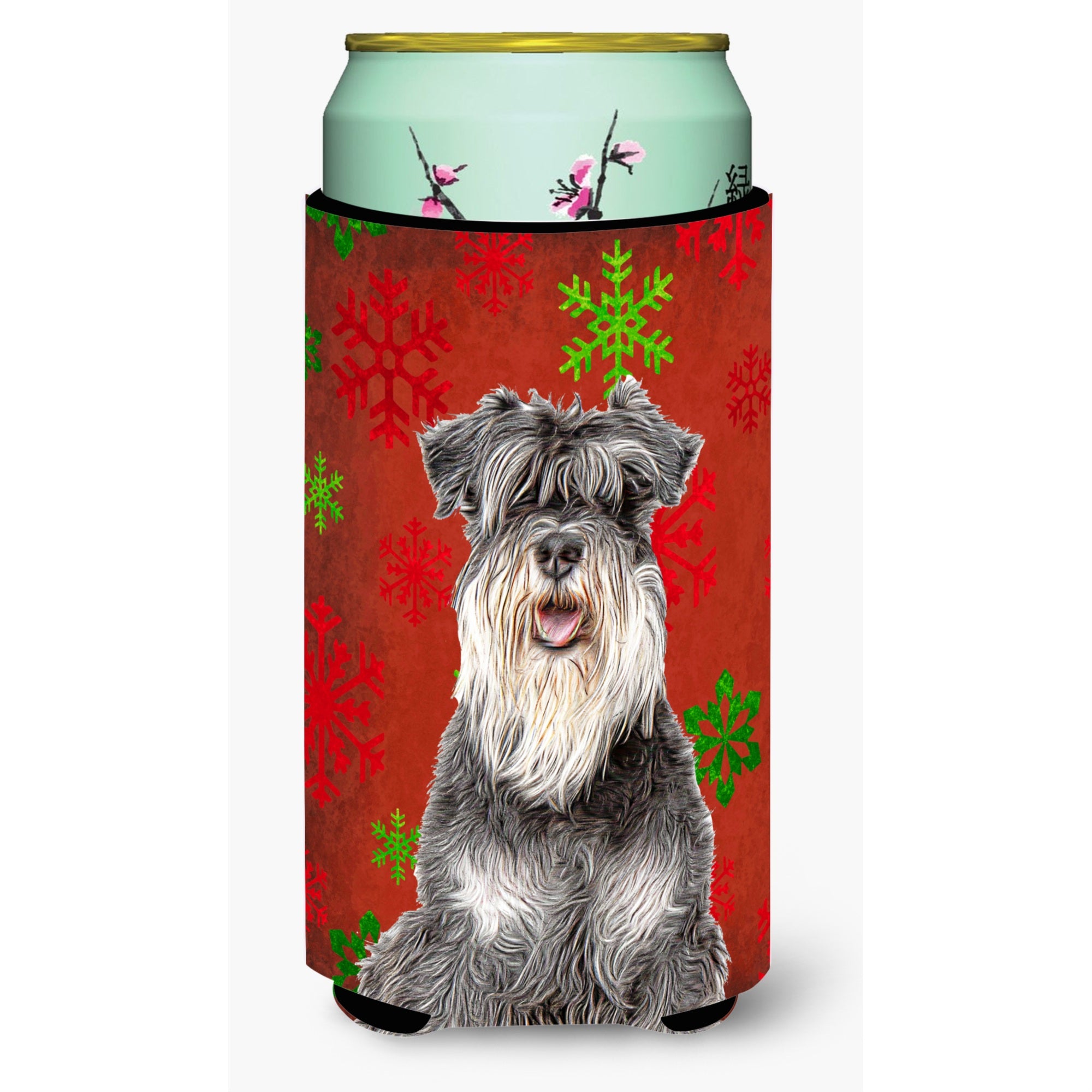 Red Snowflakes Holiday Christmas  Schnauzer Tall Boy Beverage Insulator Hugger Kj1185Tbc