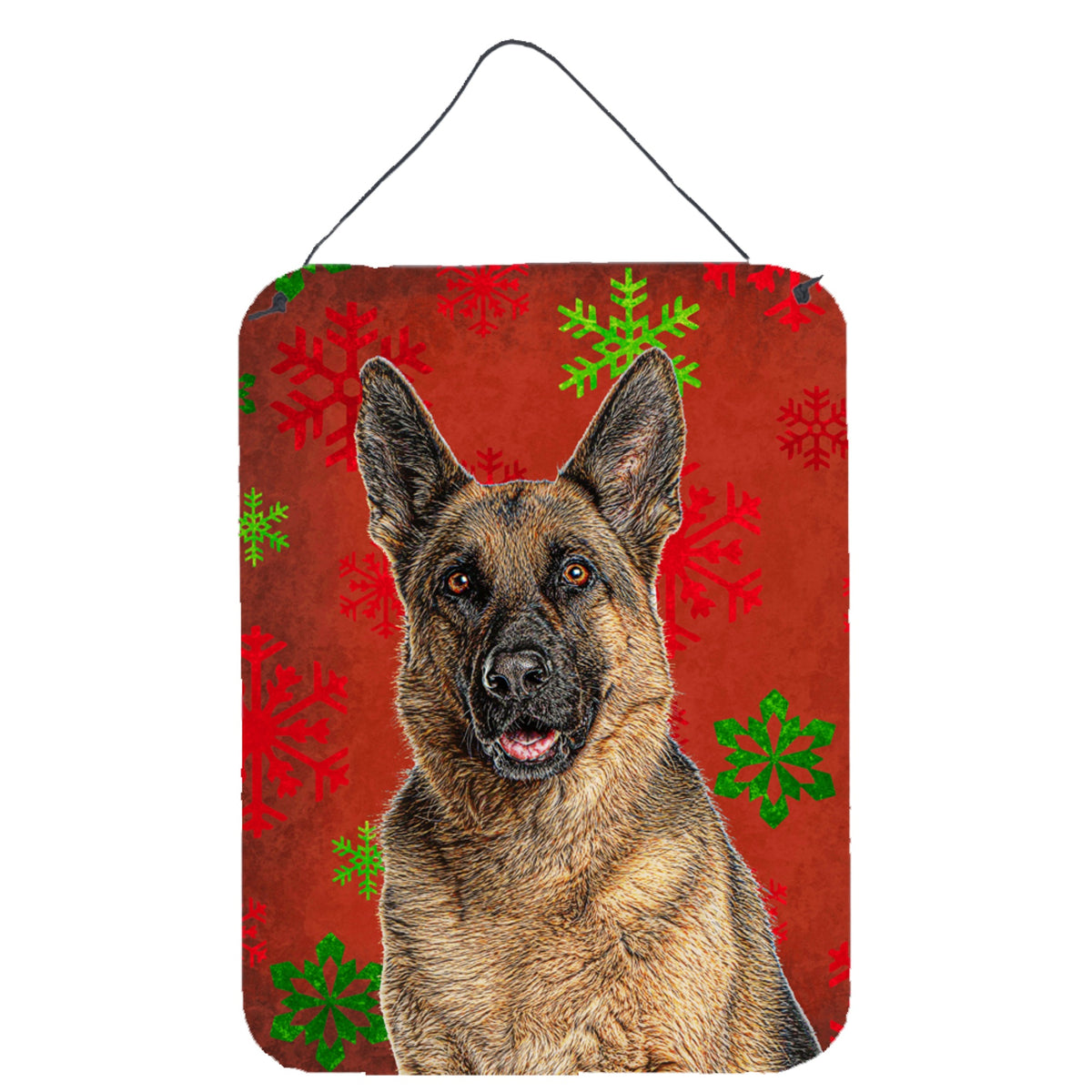 'Caroline'S Treasures Red Snowflakes Holiday Christmas German Shepherd Wall Or Door Hanging Prints, 16'''' X 12''''''