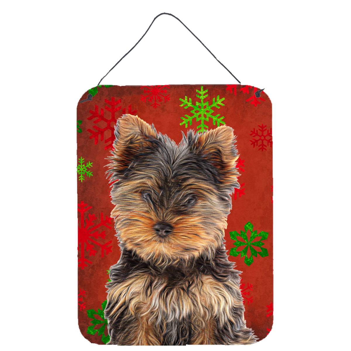 'Caroline'S Treasures Red Snowflakes Holiday Christmas Yorkie Puppy/Yorkshire Terrier Wall Or Door Hanging Prints, 16'''' X 12'
