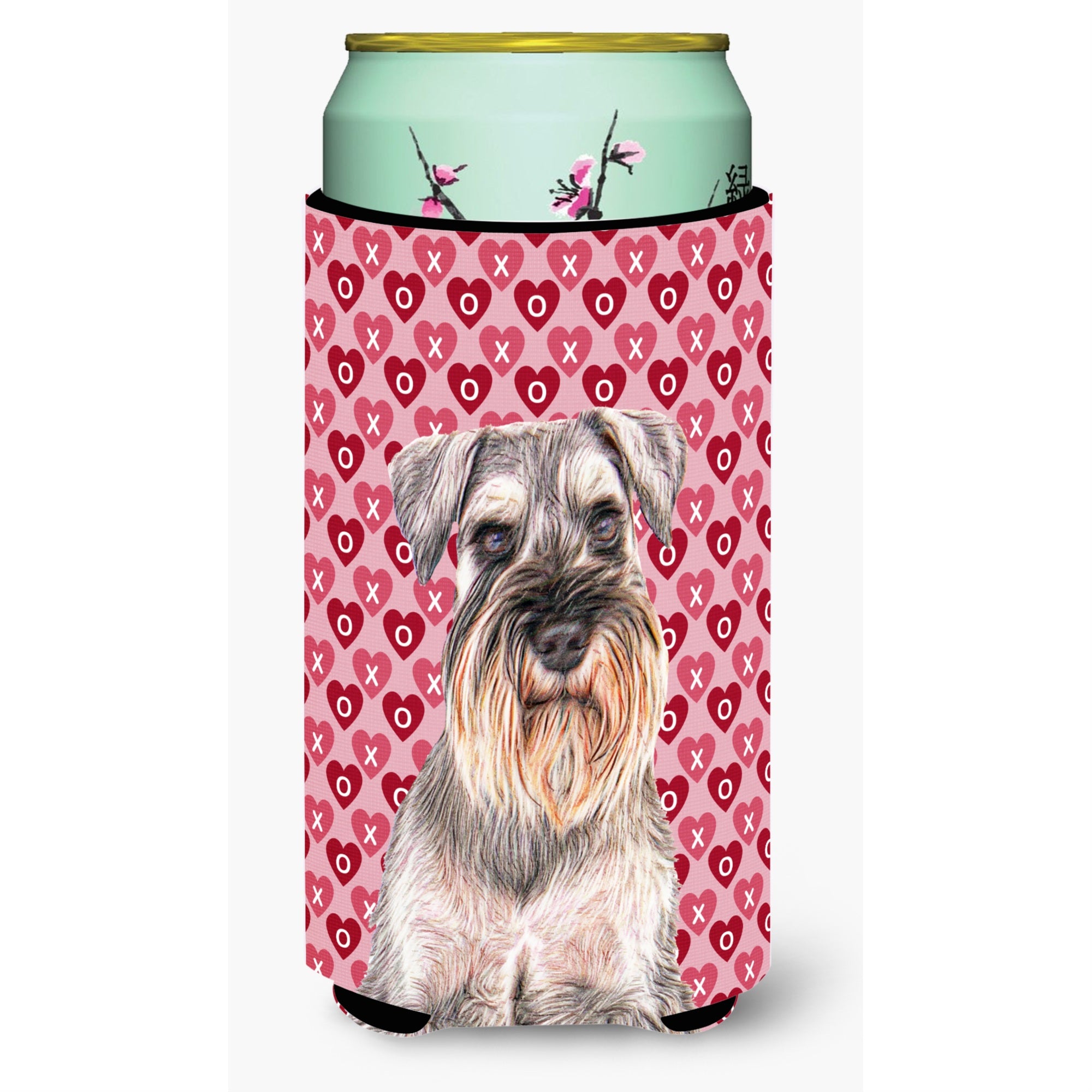 Hearts Love And Valentine'S Day Schnauzer Tall Boy Beverage Insulator Hugger Kj1193Tbc