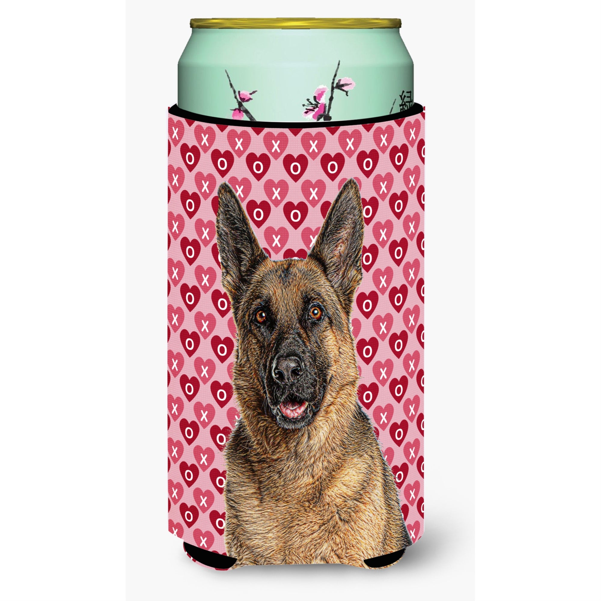 Hearts Love And Valentine'S Day German Shepherd Tall Boy Beverage Insulator Hugger Kj1194Tbc