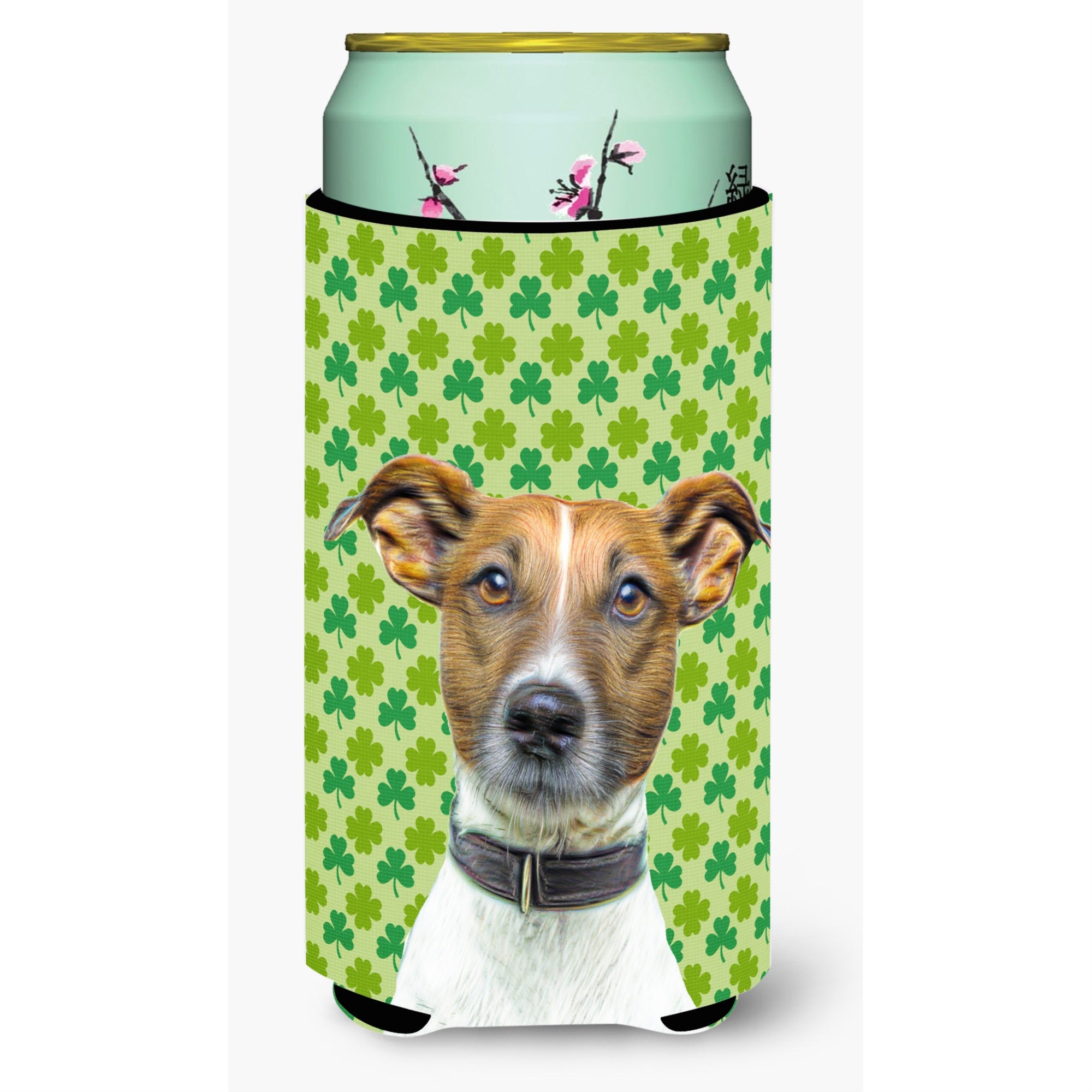 St. Patricks Day Shamrock Jack Russell Terrier Tall Boy Beverage Insulator Hugger Kj1197Tbc