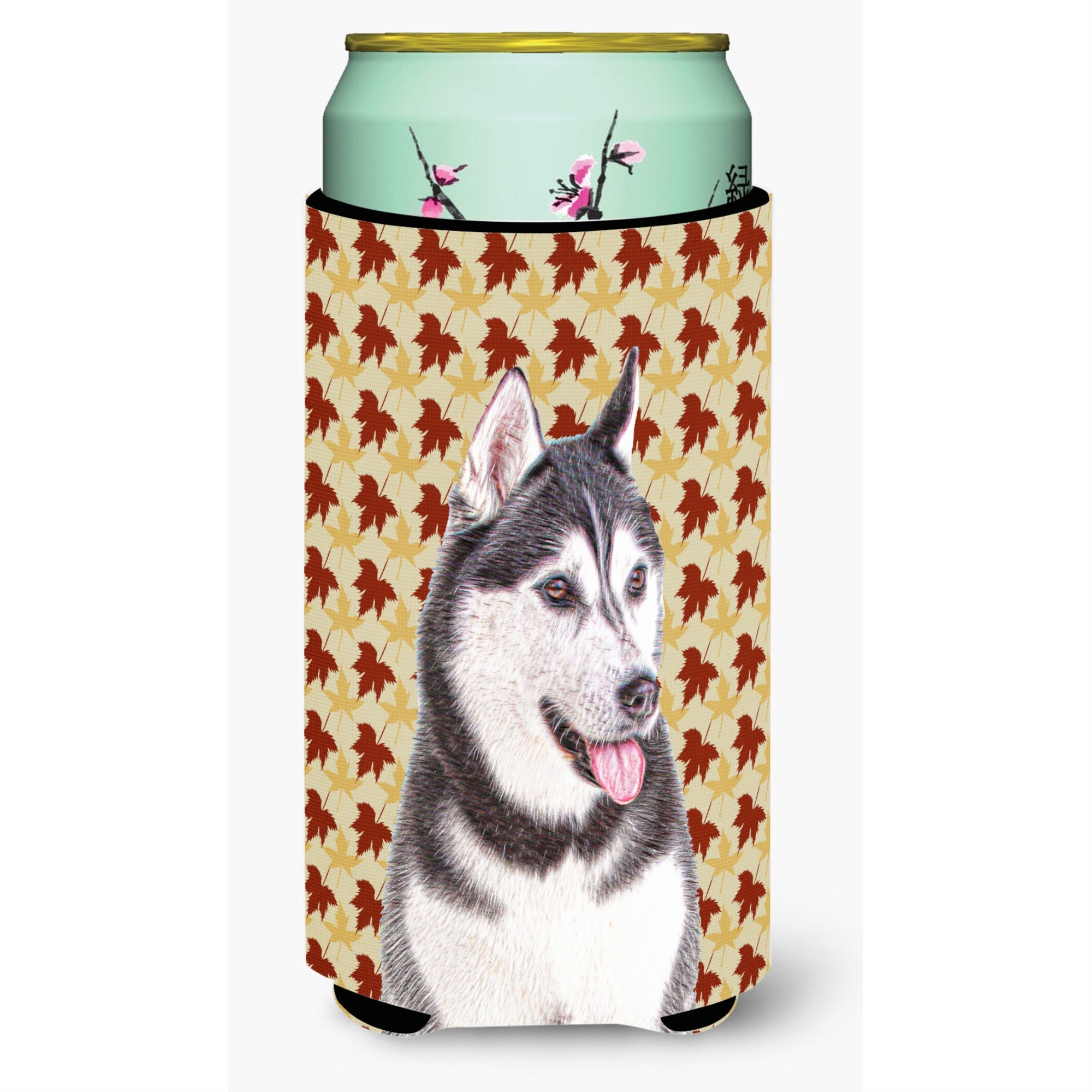 Fall Leaves Alaskan Malamute Tall Boy Beverage Insulator Hugger Kj1203Tbc