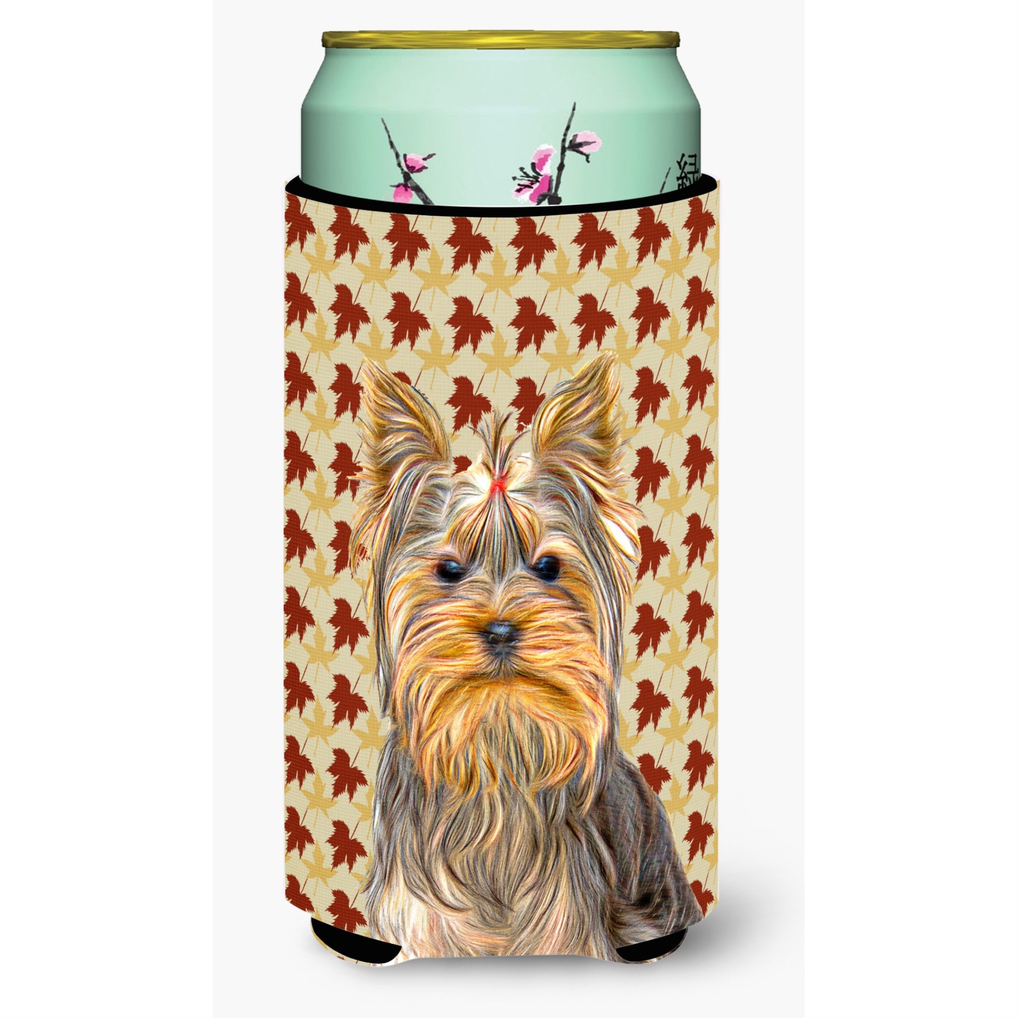 Fall Leaves Yorkie / Yorkshire Terrier Tall Boy Beverage Insulator Hugger Kj1205Tbc