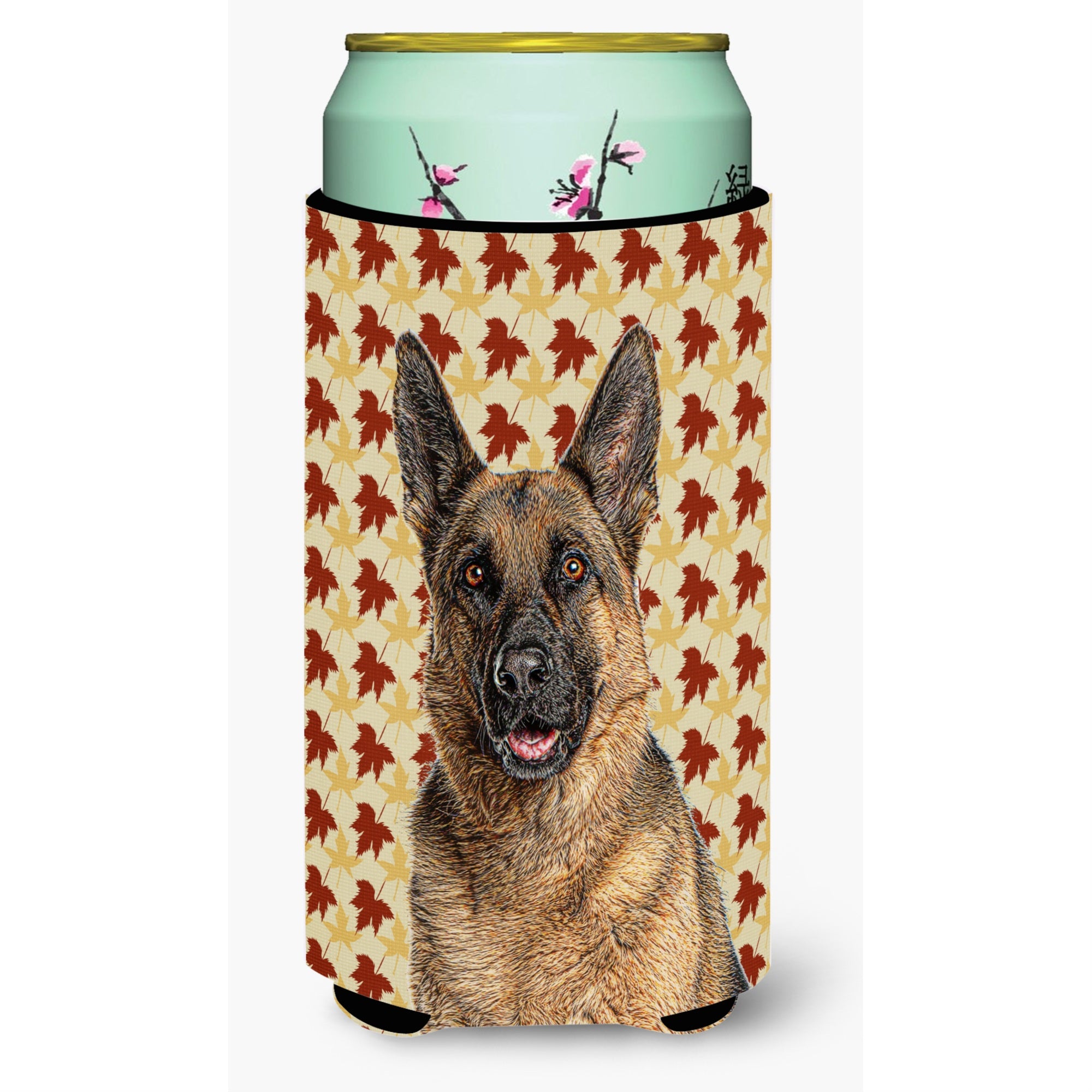 Fall Leaves German Shepherd Tall Boy Beverage Insulator Hugger Kj1208Tbc