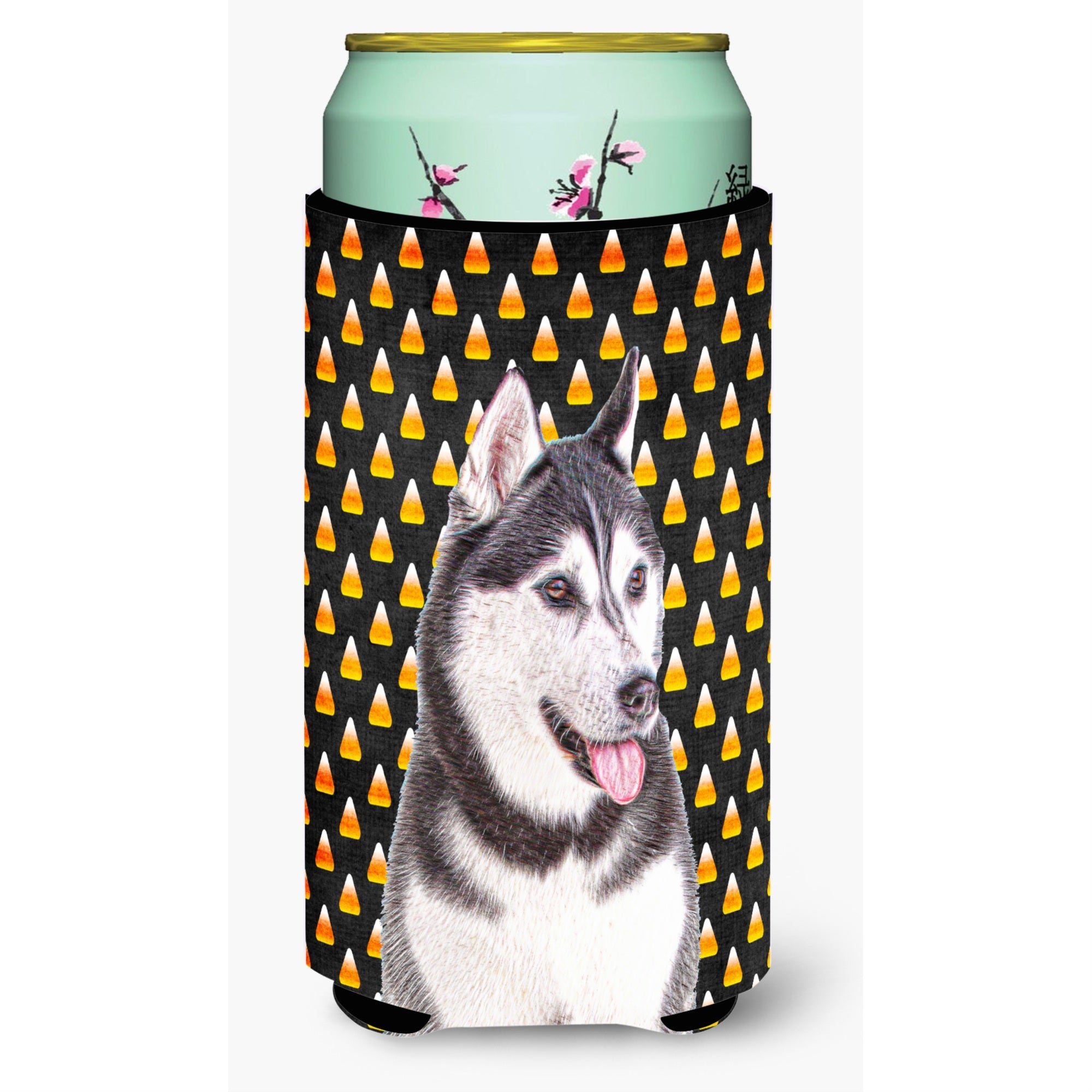 Candy Corn Halloween Alaskan Malamute Tall Boy Beverage Insulator Hugger Kj1210Tbc