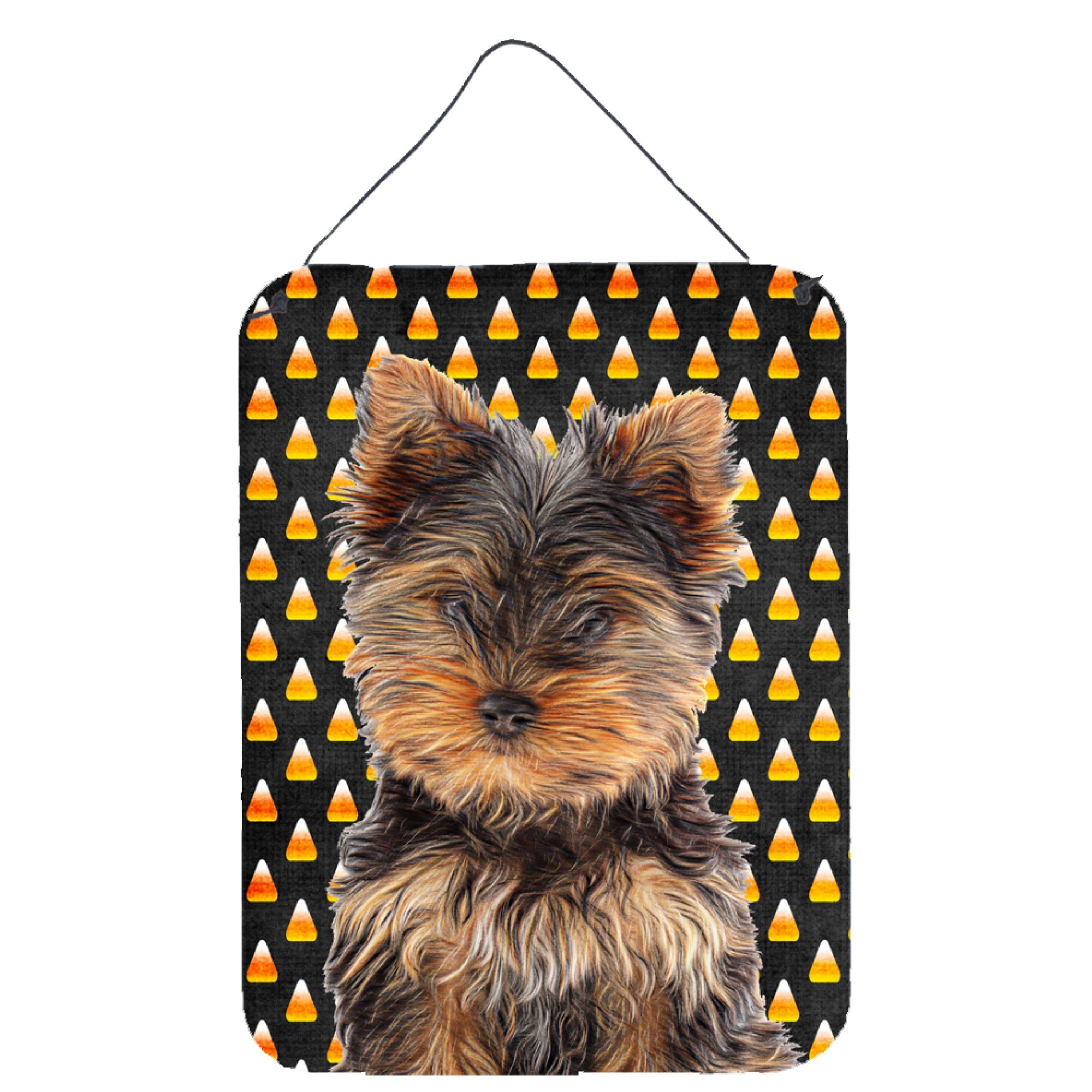 'Caroline'S Treasures Candy Corn Halloween Yorkie Puppy/Yorkshire Terrier Wall Or Door Hanging Prints, 16'''' X 12''''''