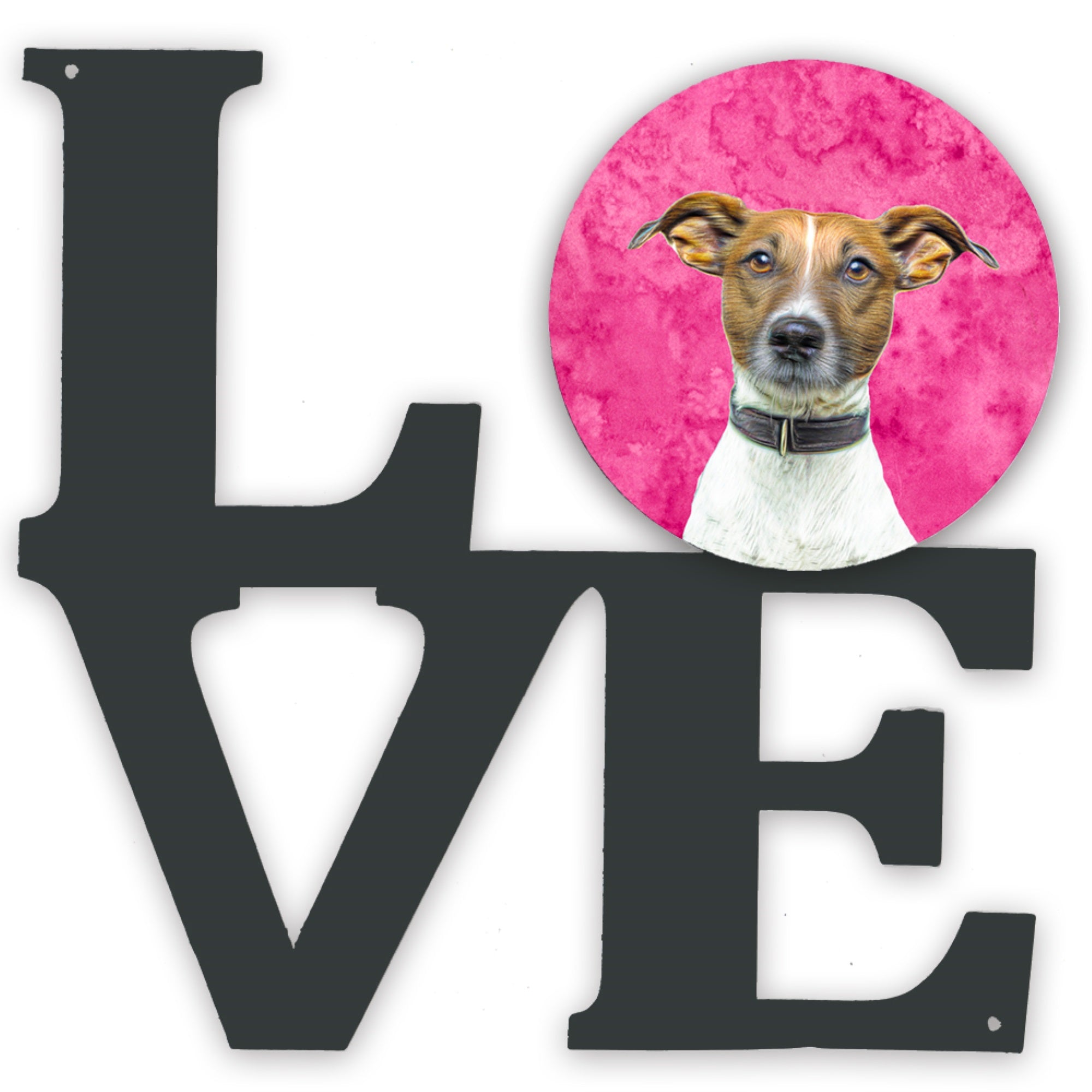 Pink Jack Russell Terrier Metal Wall Artwork Love Kj1226Pkwalv