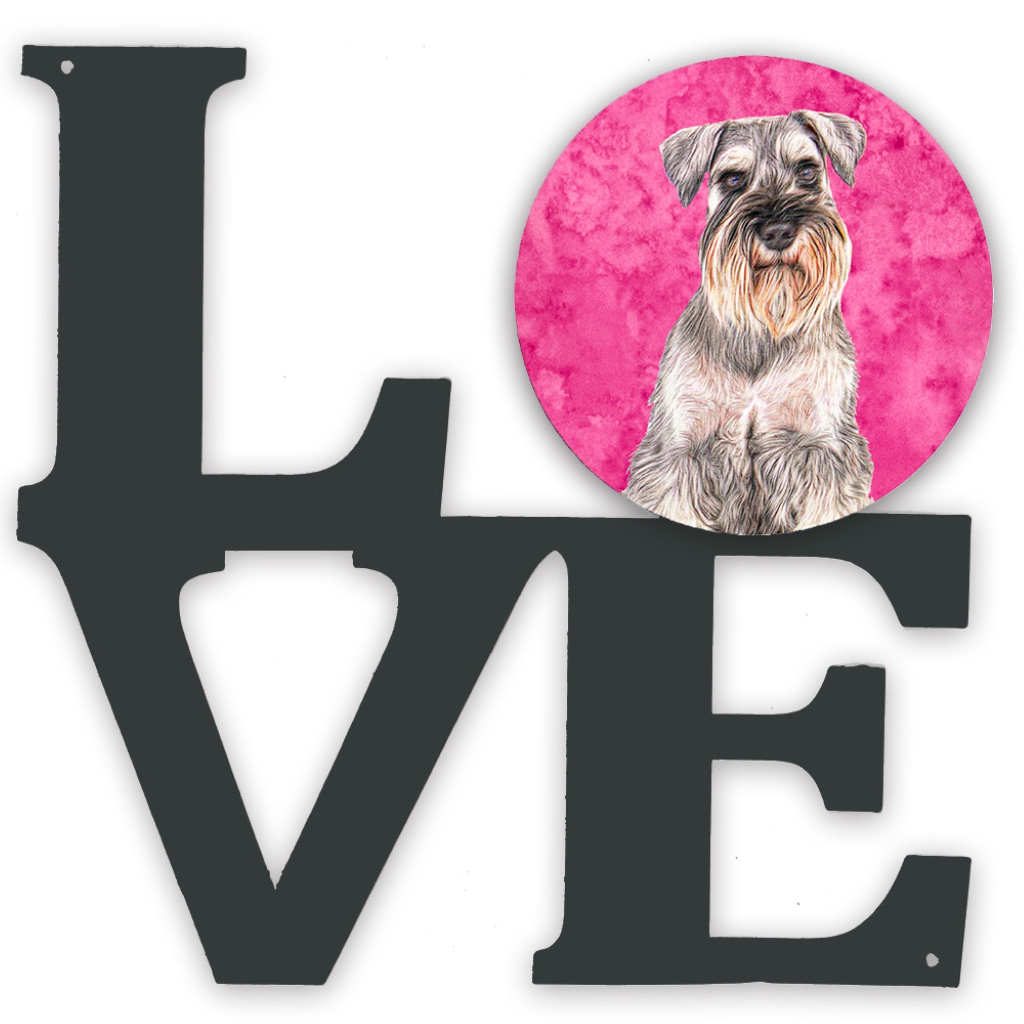 Pink Schnauzer Metal Wall Artwork Love Kj1229Pkwalv
