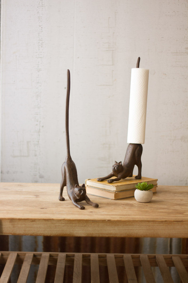 Kalalou CTM1006 7.5 x 3 x 18 in. Cast Iron Cat Paper Towel Holder