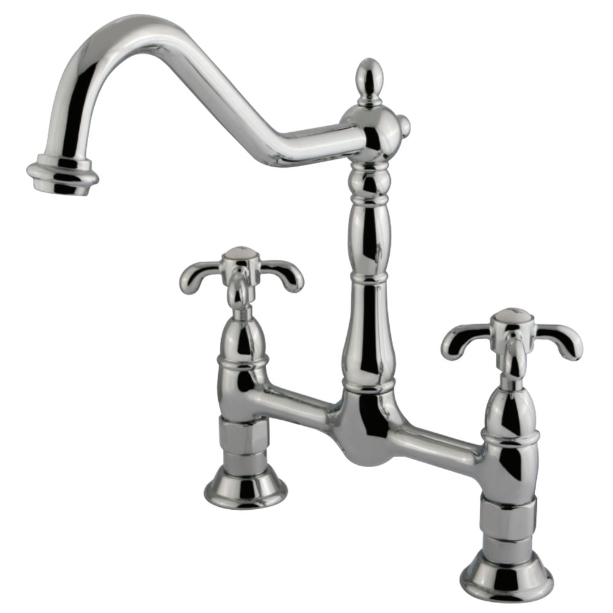 Kingston Brass Ks1171Tx French Country Kitchen Bridge Faucet, Polished Chrome