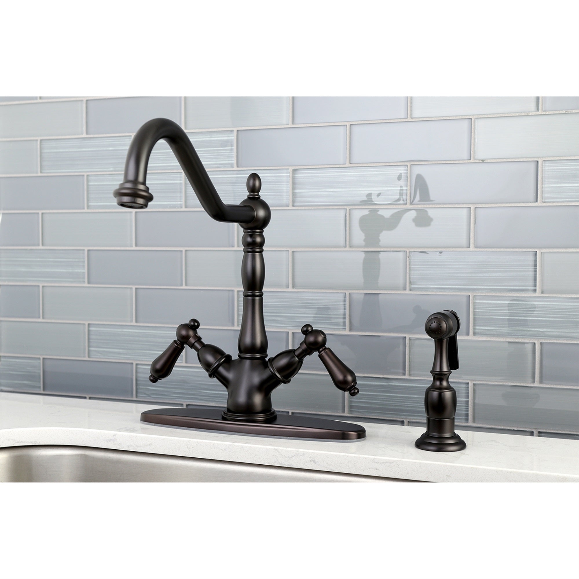 Kingston Brass Ks1235Albs 8-Inch Kitchen Faucet, Oil Rubbed Bronze