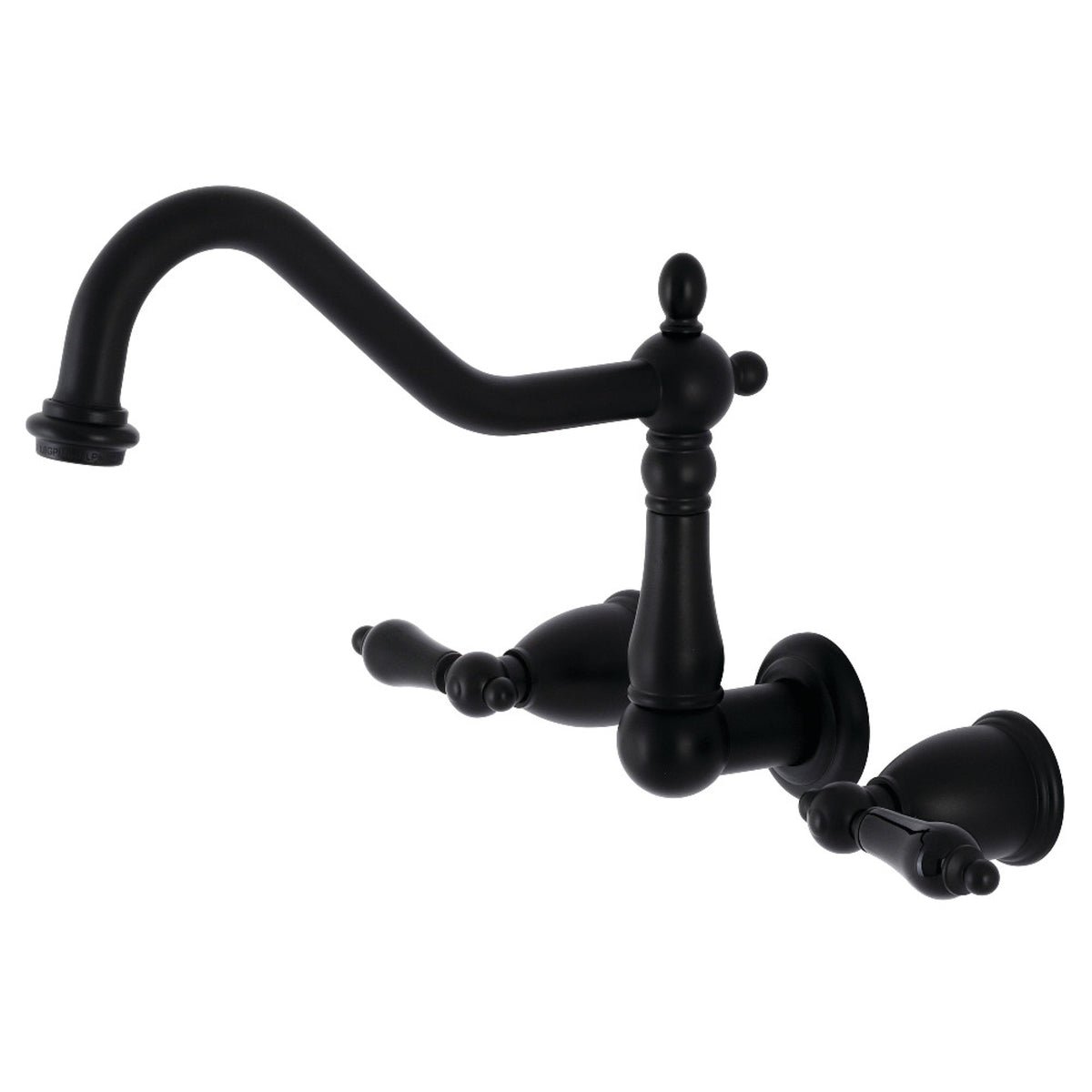 Kingston Brass Ks1280Pkl Duchess Wall Mount Kitchen Faucet, Matte Black