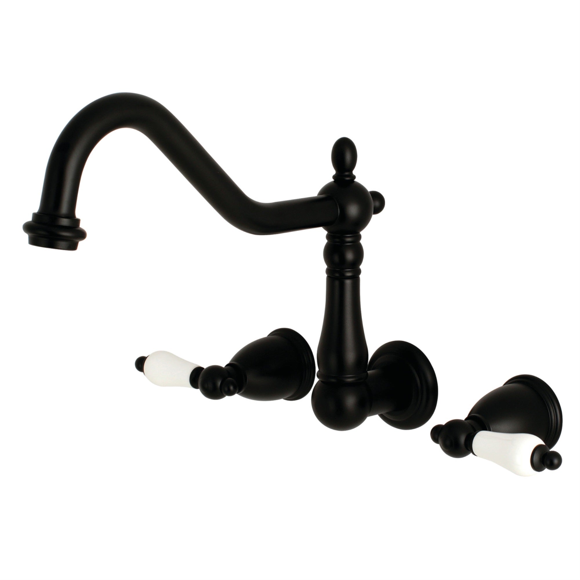 Kingston Brass Ks1280Pl Wall Mount Kitchen Faucet, Matte Black
