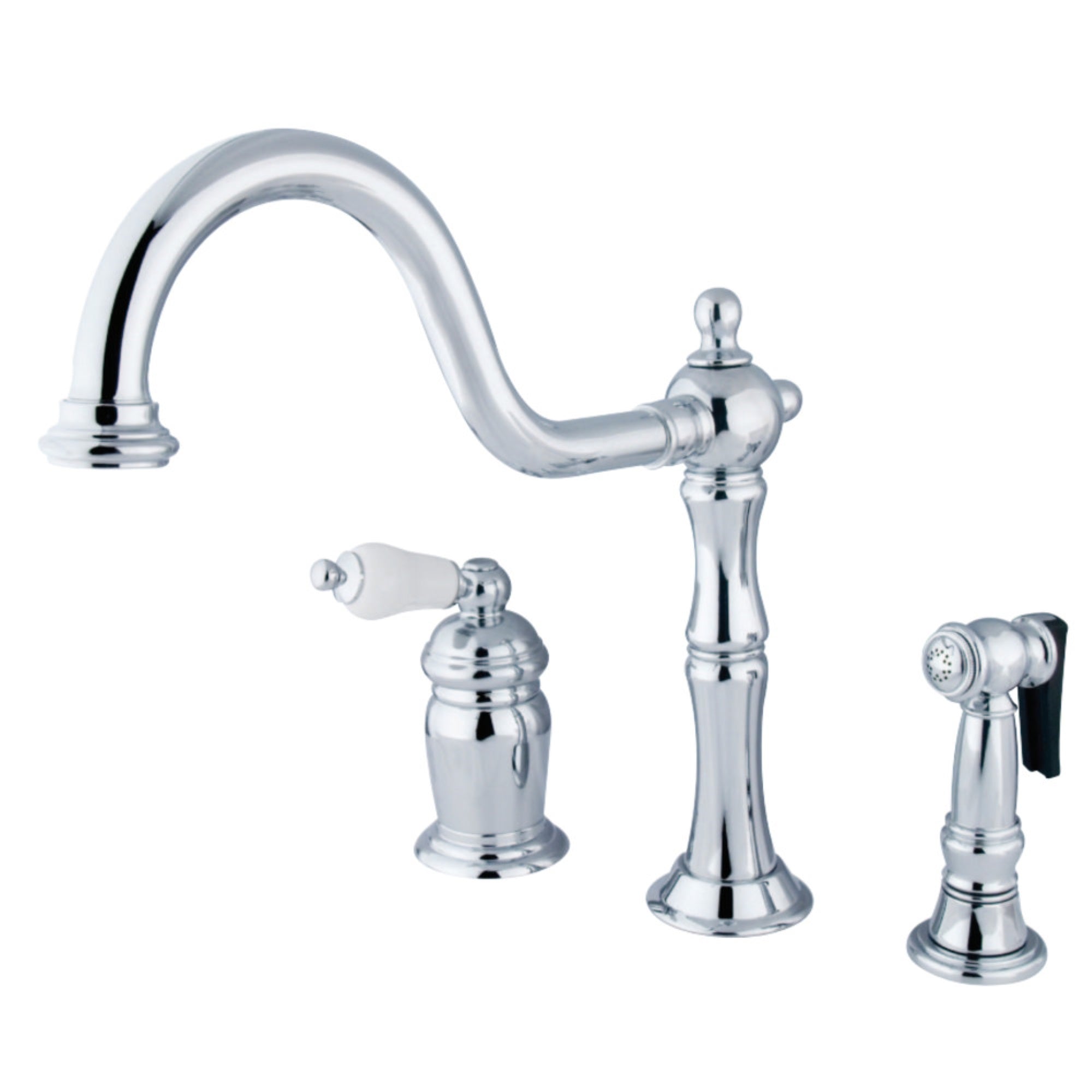Kingston Brass Ks1811Plbs Widespread Kitchen Faucet, Polished Chrome