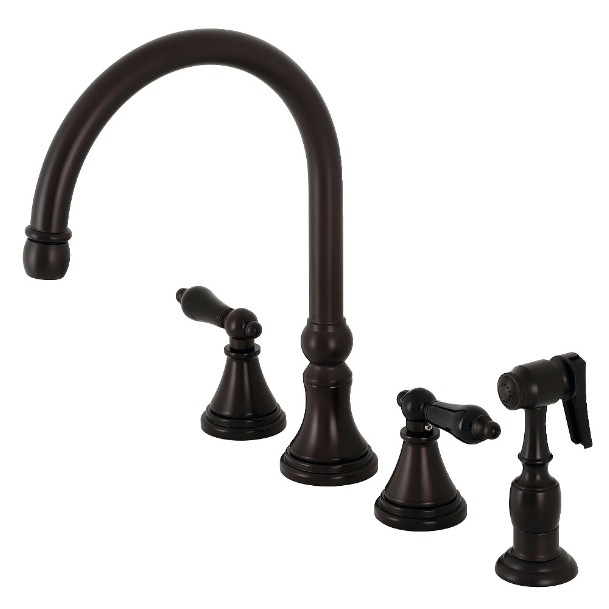 Kingston Brass Ks2795Pklbs Duchess Widespread Kitchen Faucet With Brass Sprayer, Oil Rubbed Bronze