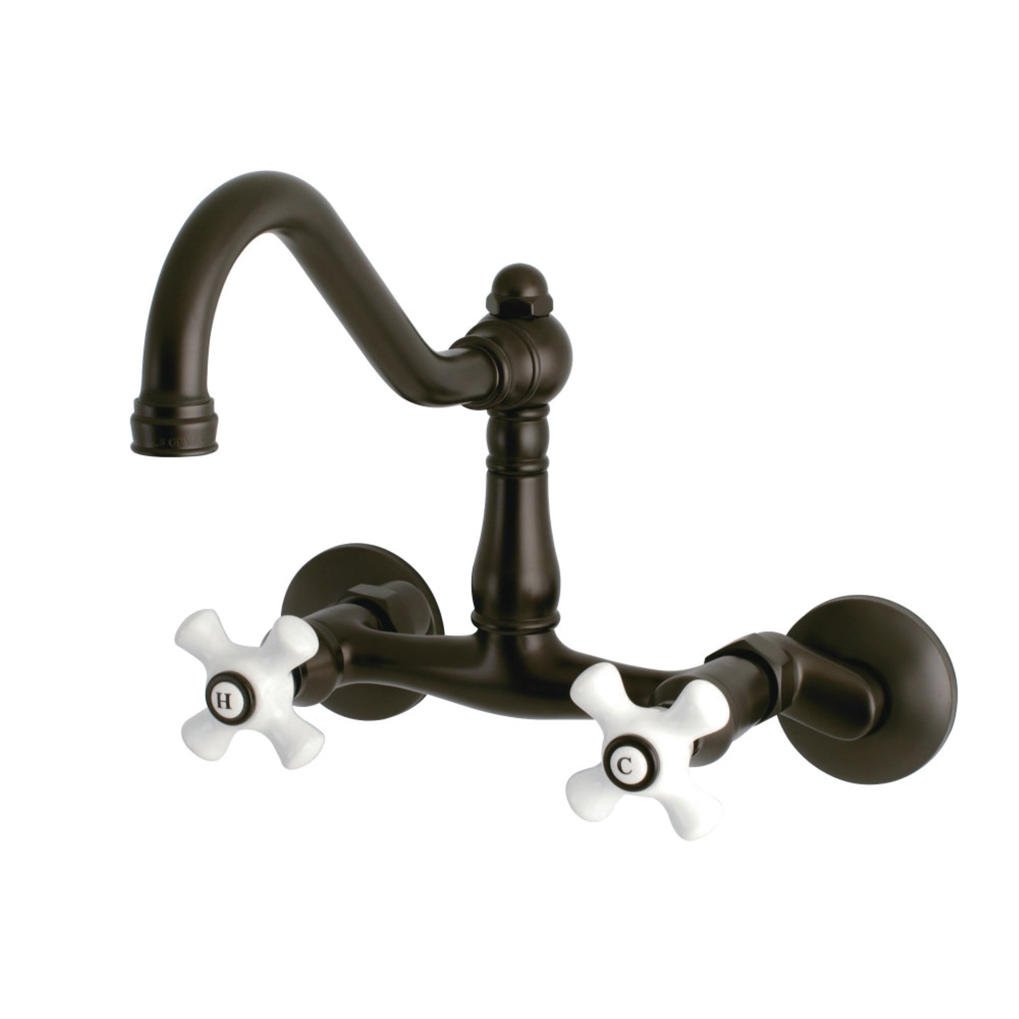 Kingston Brass Ks3225Px Vintage 6'' Adjustable Center Wall Mount Kitchen Faucet, Oil Rubbed Bronze