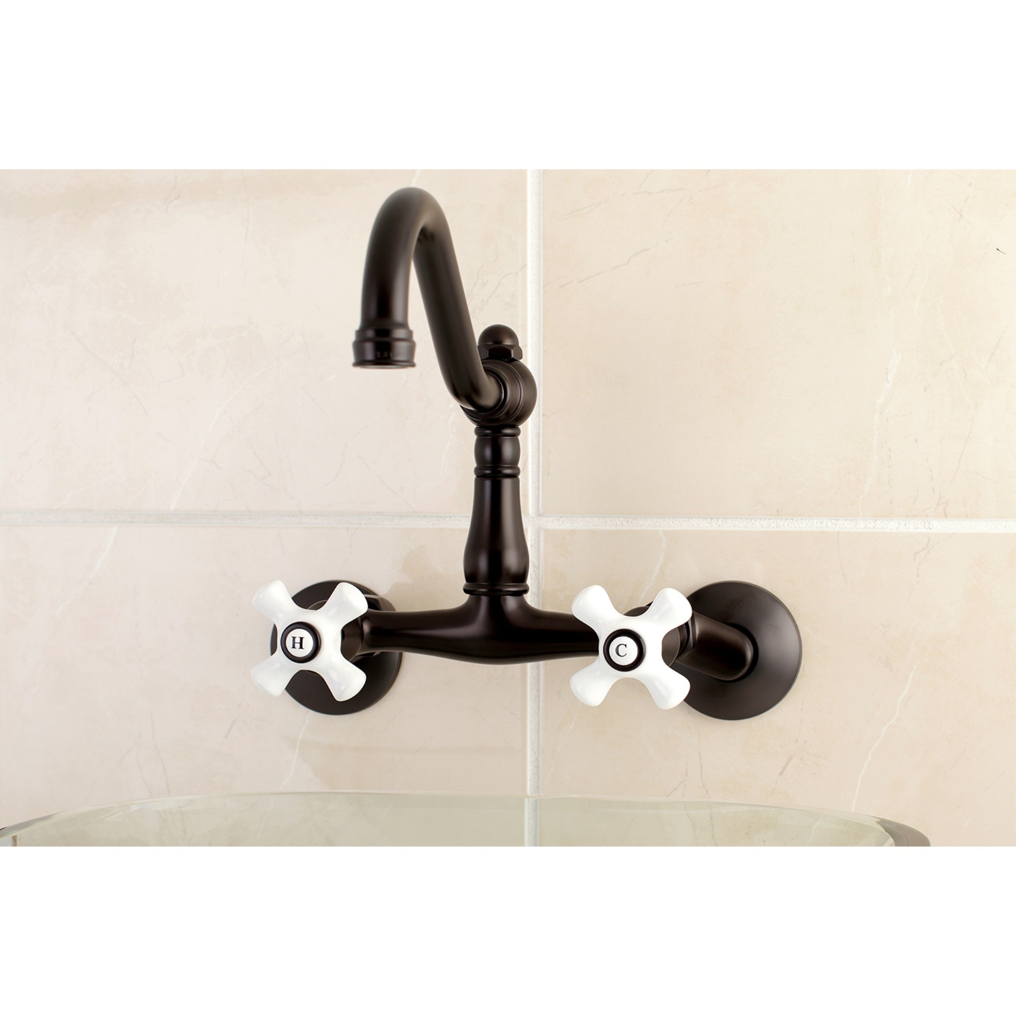 Kingston Brass KS3225PX Vintage 6'' Adjustable Center Wall Mount Kitchen Faucet  Oil Rubbed Bronze