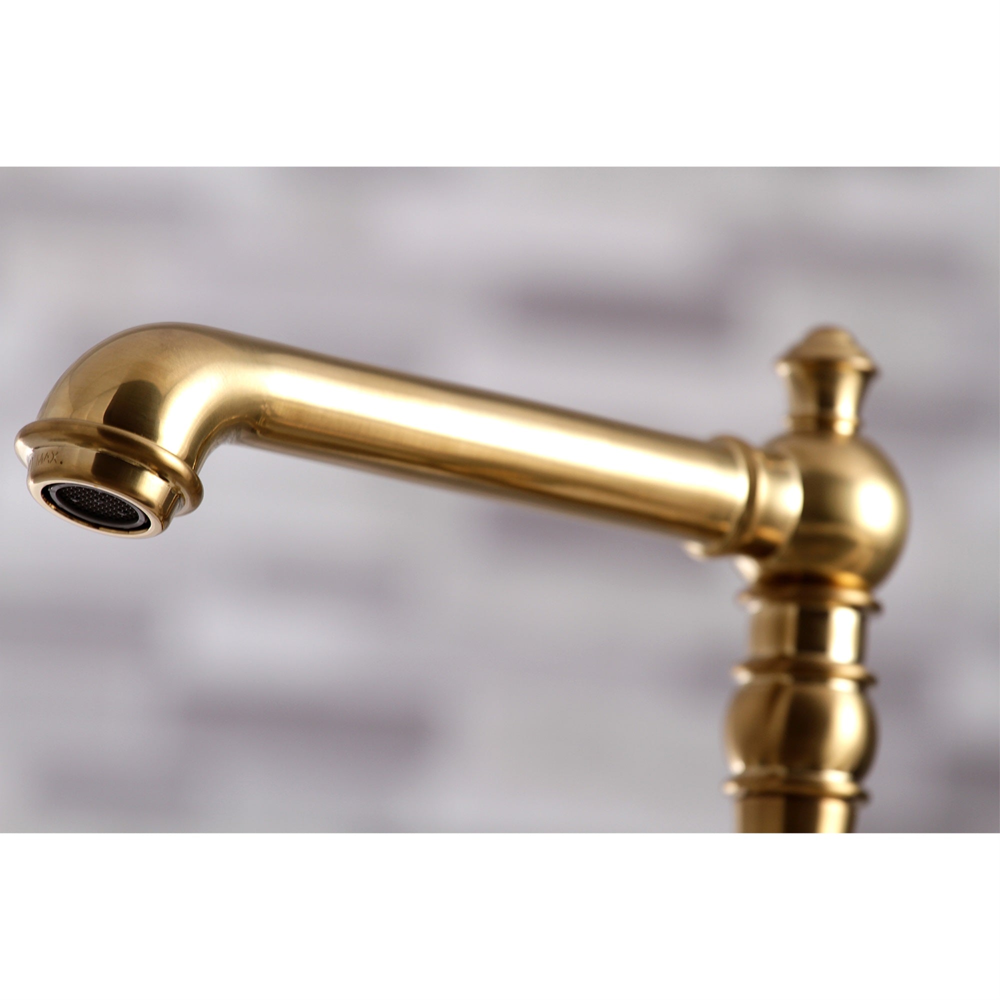 Kingston Brass KS7277AXBS English Country 8'' Bridge Kitchen Faucet with Sprayer  Brushed Brass