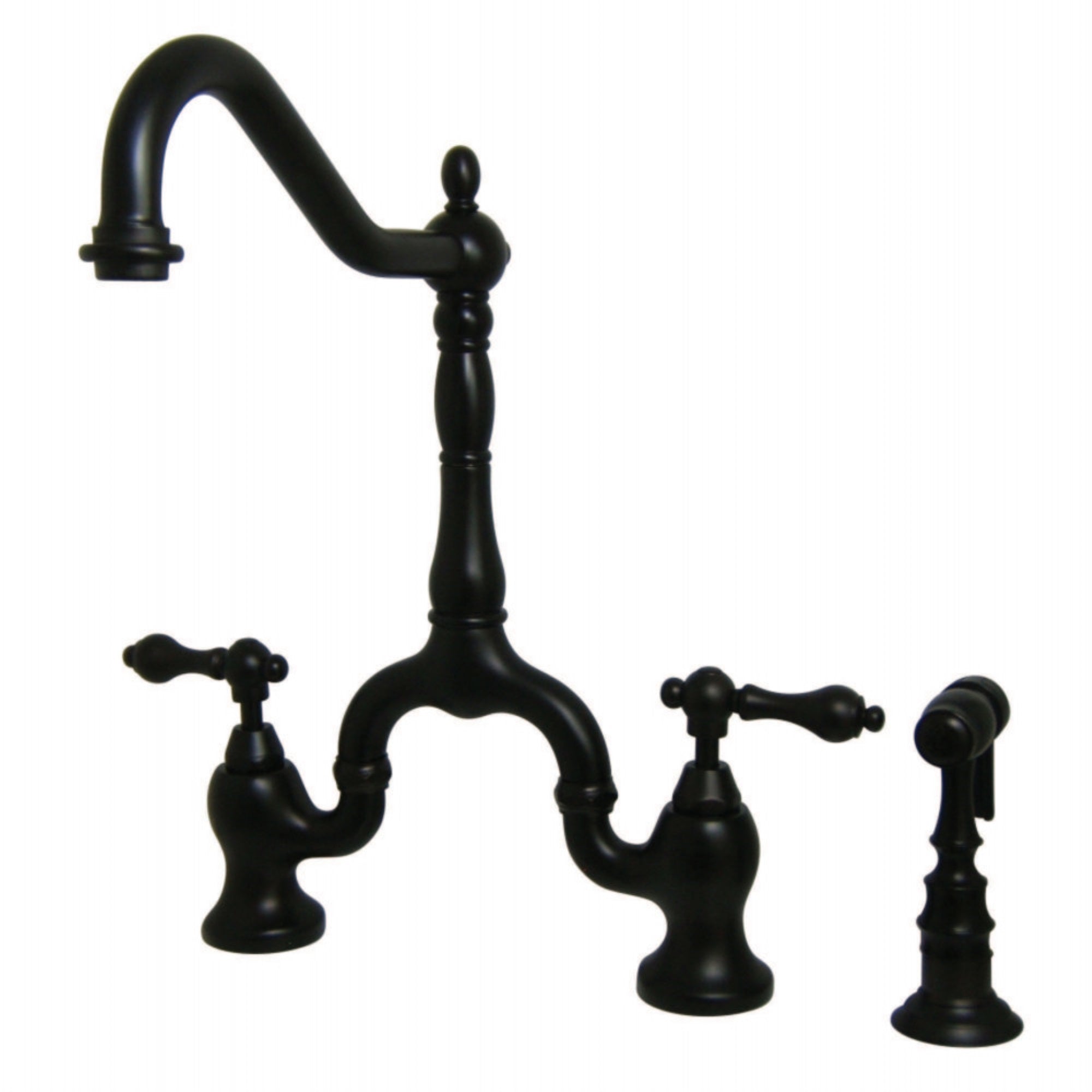 Kingston Brass Ks7755Albs English Country Kitchen Bridge Faucet With Brass Sprayer, Oil Rubbed Bronze