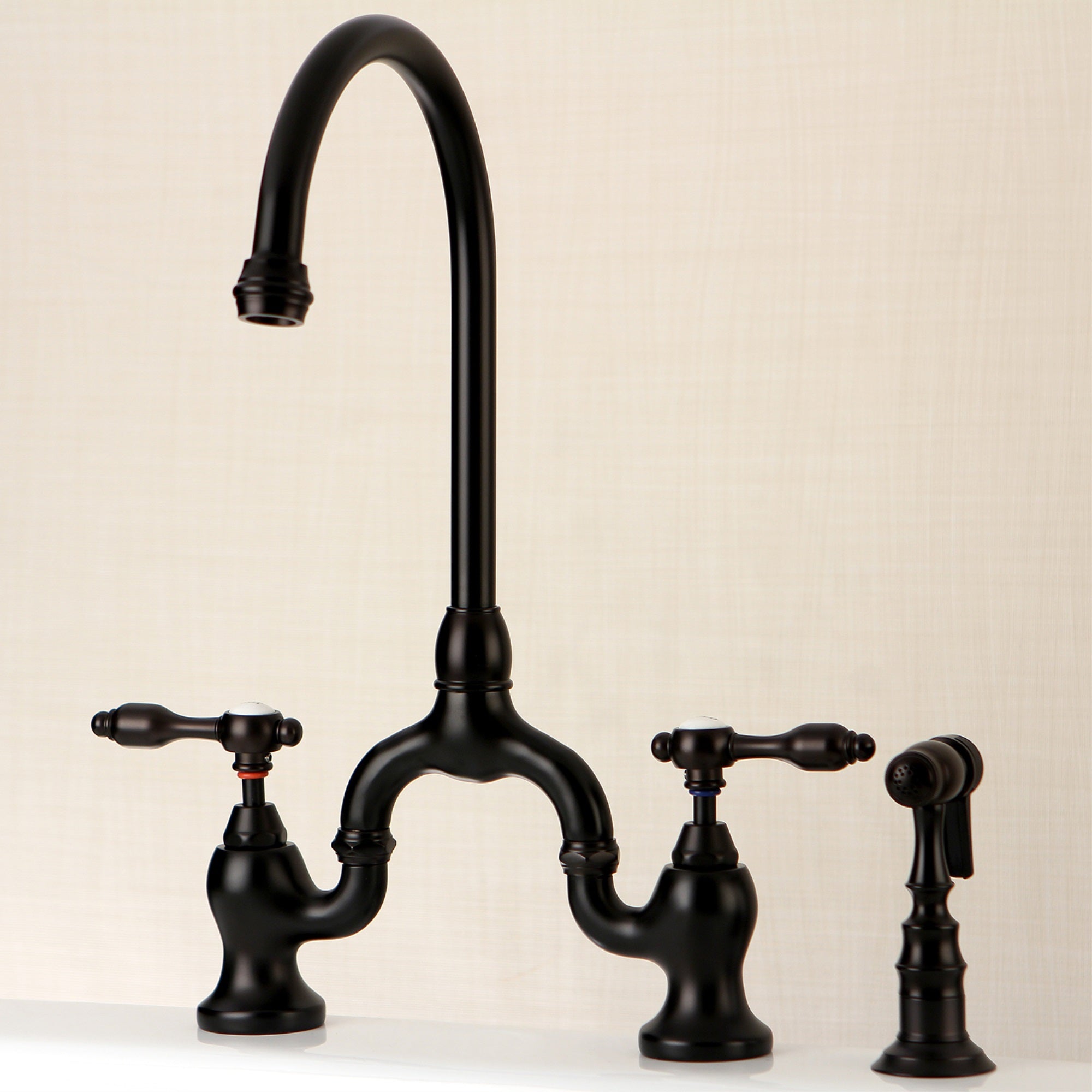Kingston Brass KS7795TALBS Bridge Kitchen Faucet with Brass Sprayer  Oil Rubbed Bronze