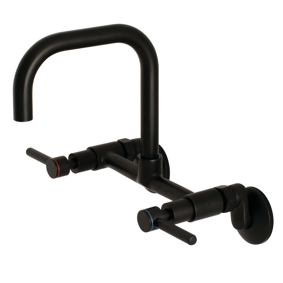 Kingston Brass Concord 8-Inch Adjustable Center Wall Mount Kitchen Faucet, Matte Black