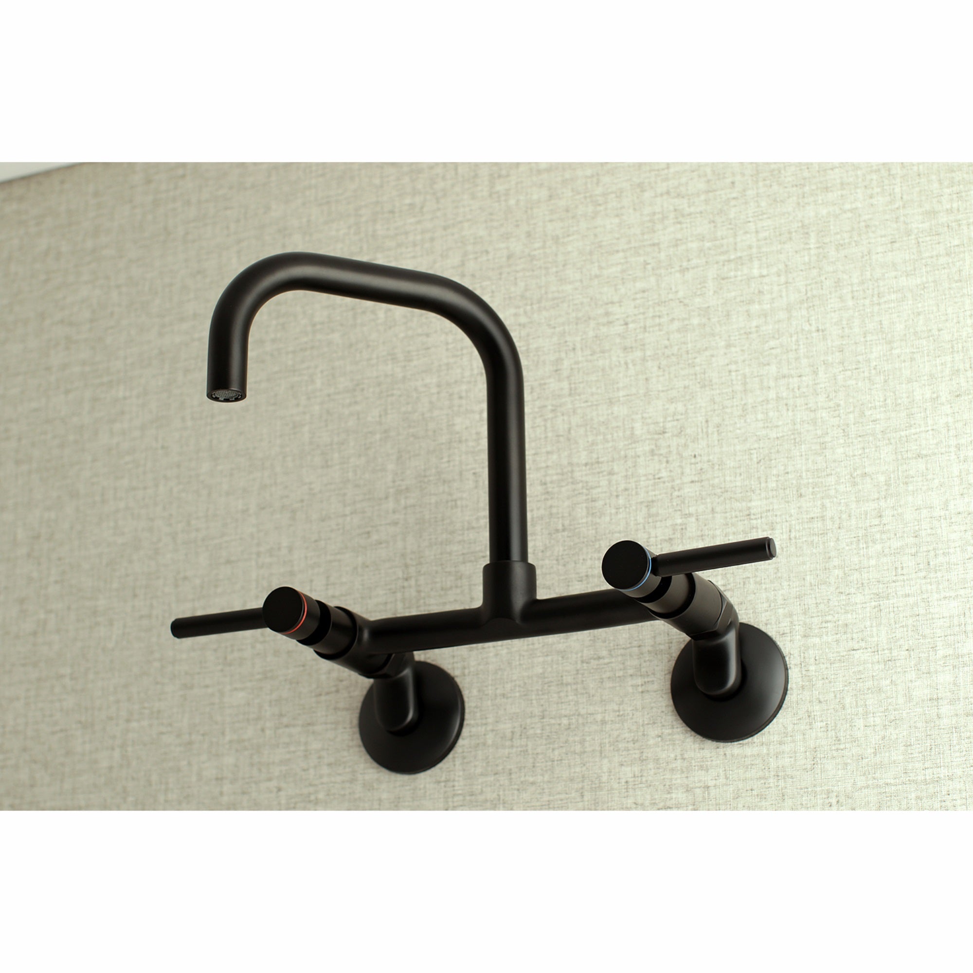 Kingston Brass Concord 8-Inch Adjustable Center Wall Mount Kitchen Faucet  Matte Black