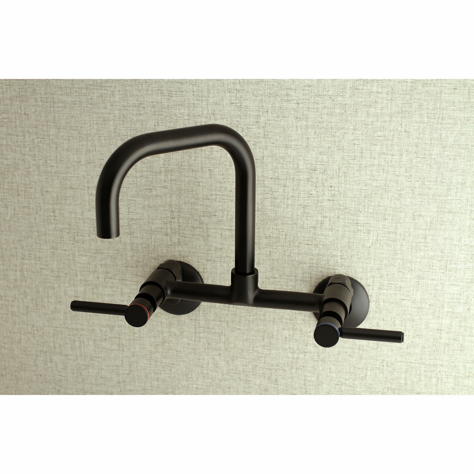 Kingston Brass Concord 8-Inch Adjustable Center Wall Mount Kitchen Faucet  Matte Black