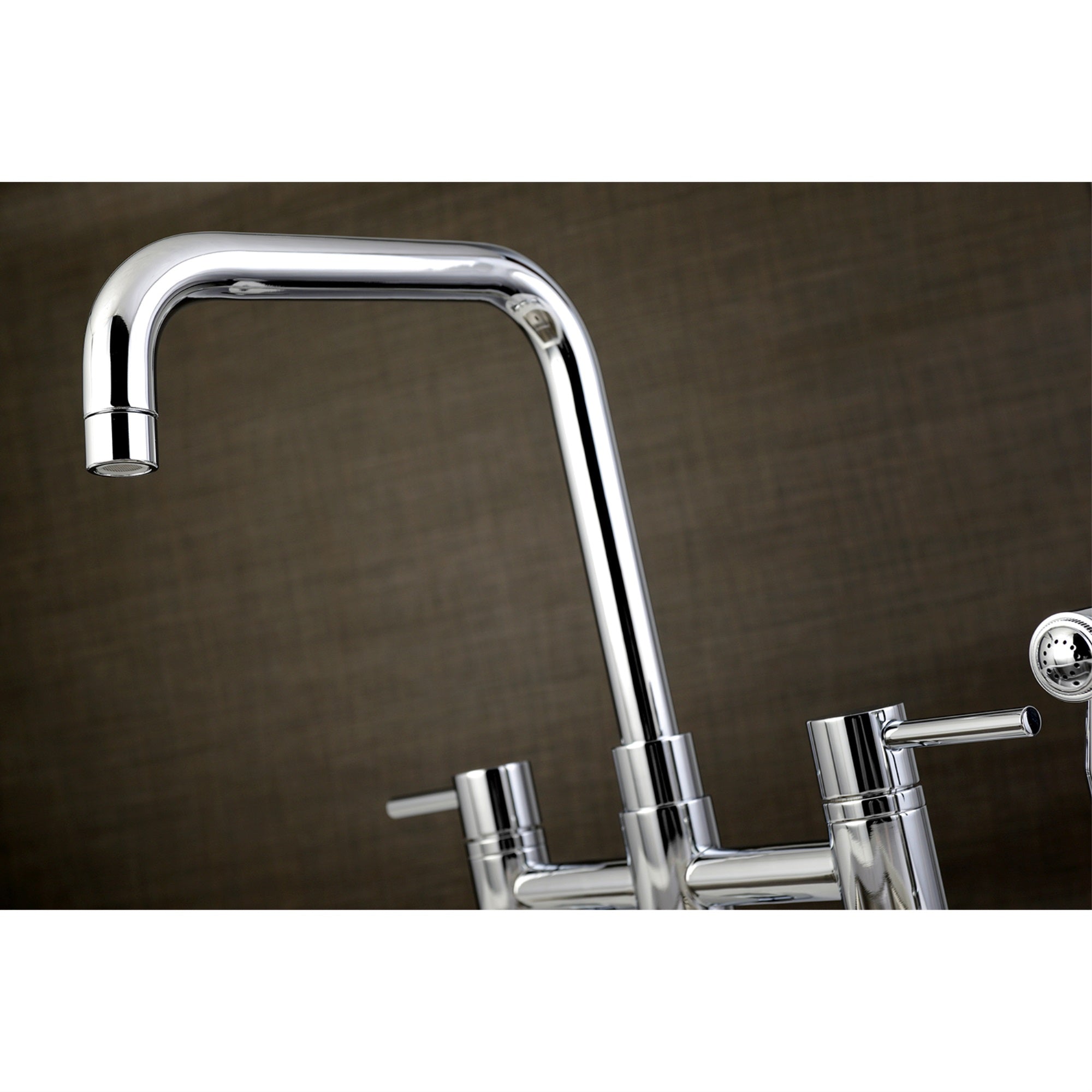 Kingston Brass KS8281DLBS Concord Two-Handle Bridge Kitchen Faucet with Brass Side Sprayer  Polished Chrome