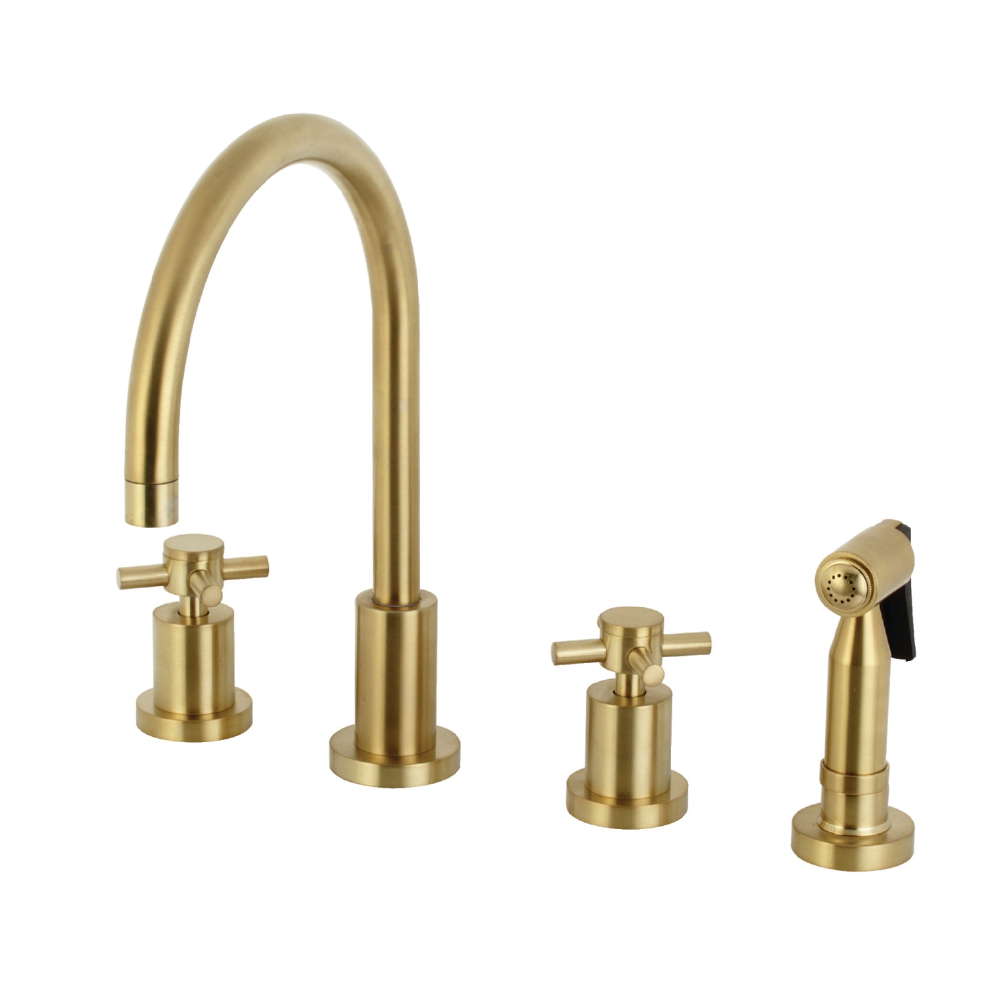Kingston Brass Ks8727Dxbs Concord 8-Inch Widespread Kitchen Faucet With Brass Sprayer, Brushed Brass