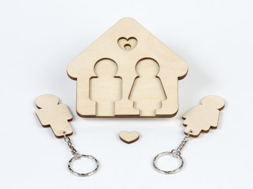 Krea-Wood key holder, 2 figurines