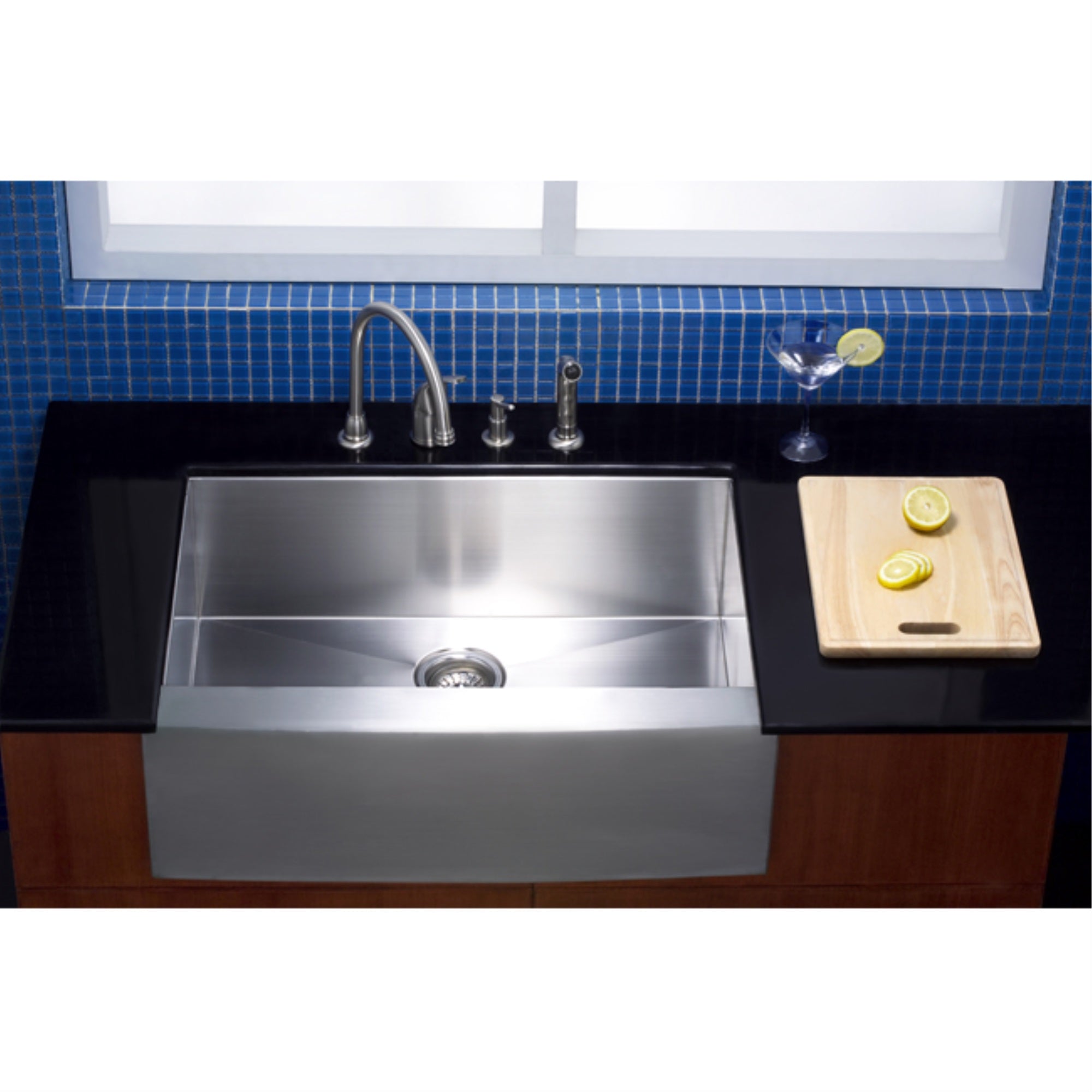 Gourmetier Kuf302110Bn Apron Front Farmhouse Single Bowl Kitchen Sink, Brushed