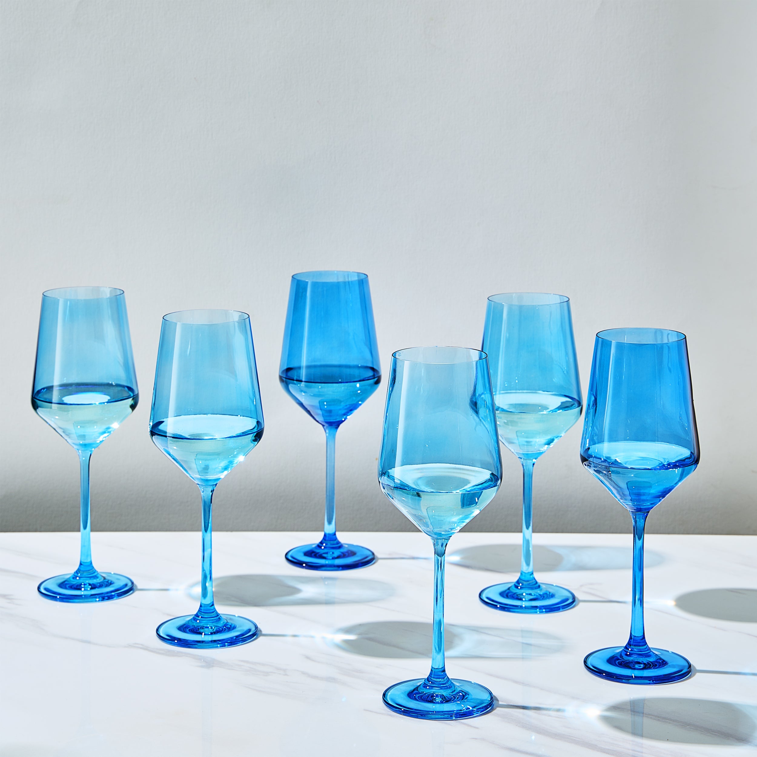 Blue Wine Glasses Set of 6-12 oz - Dark Blue