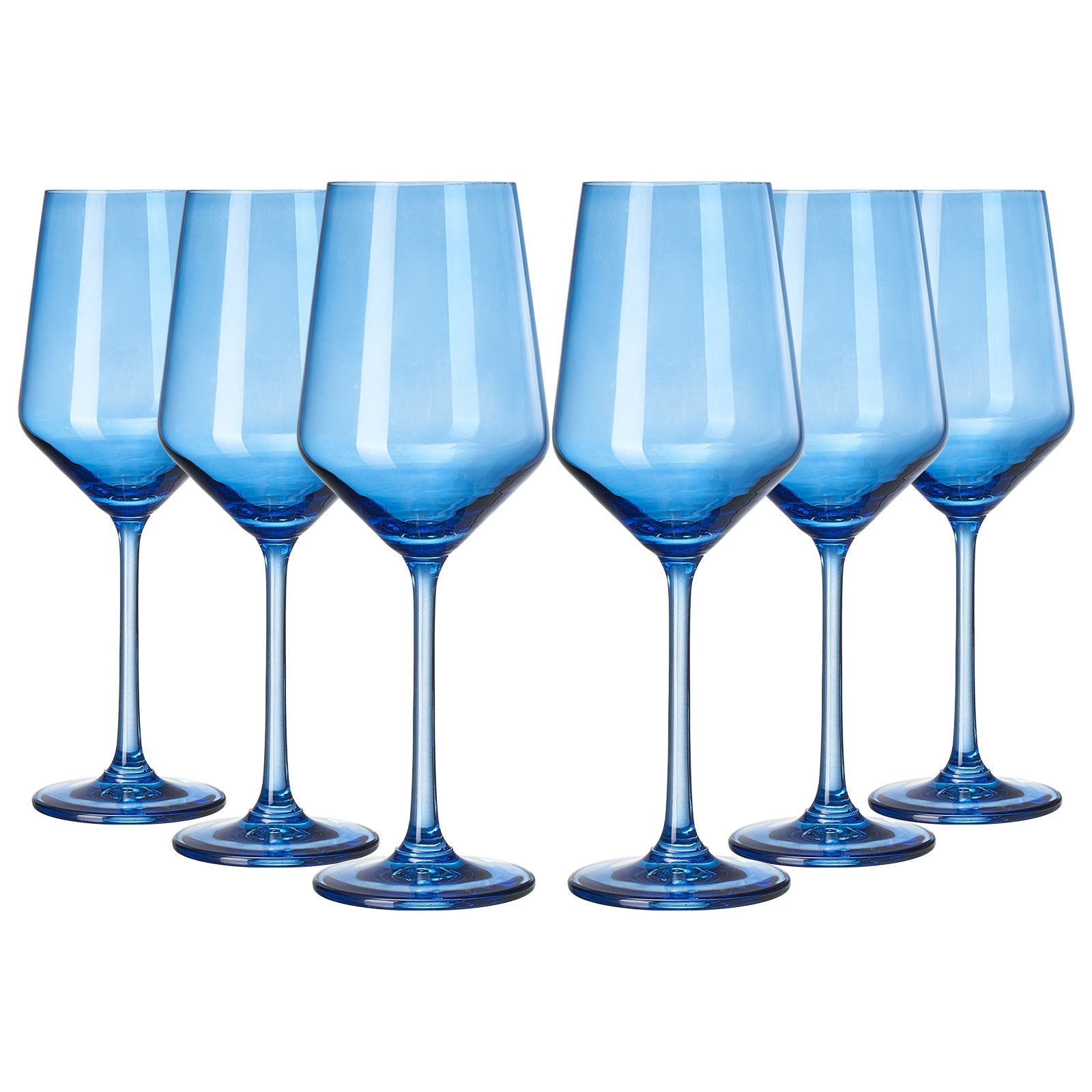 Blue Wine Glasses Set of 6-12 oz - Dark Blue