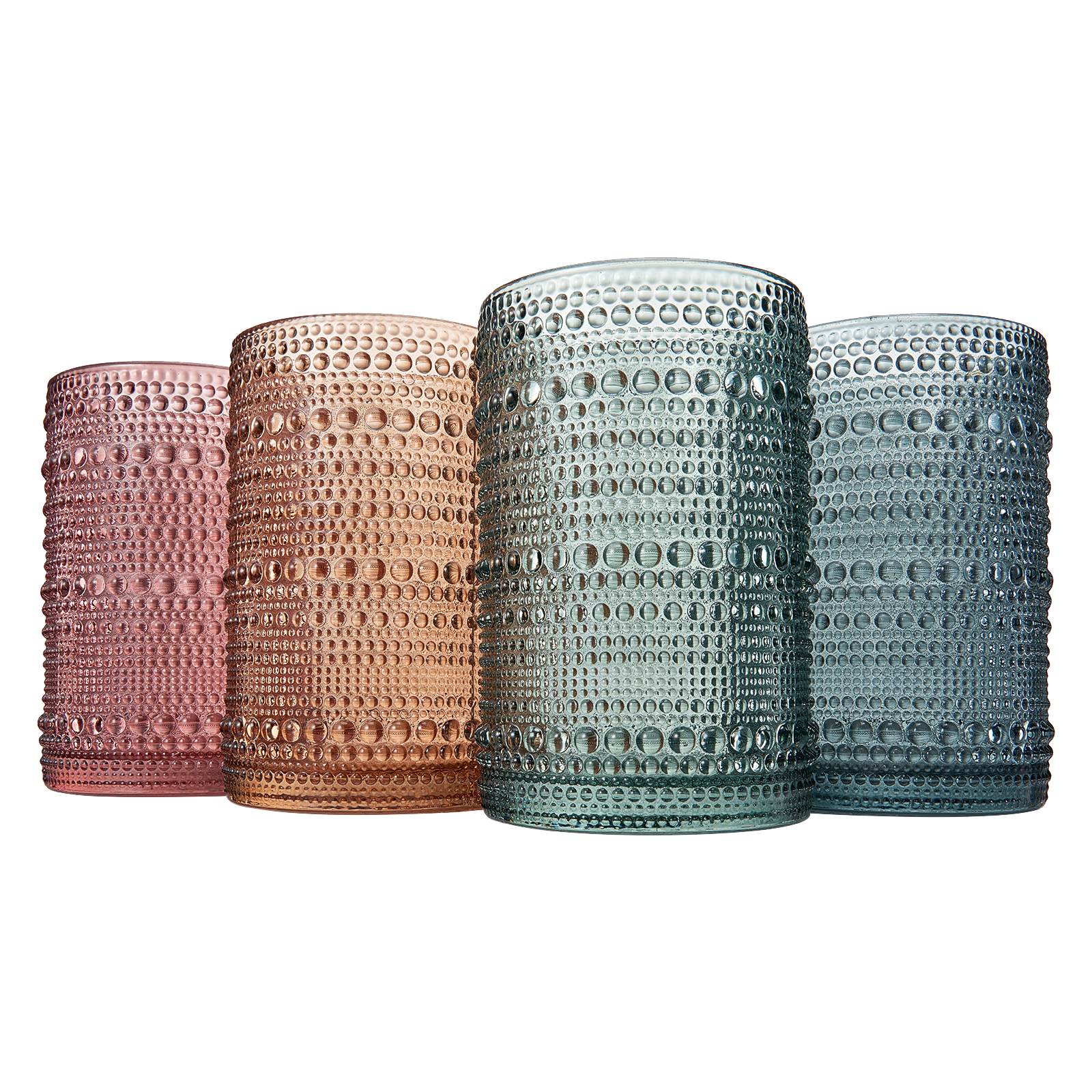 Tonal Hobnail Highball Glassware, Set of 4
