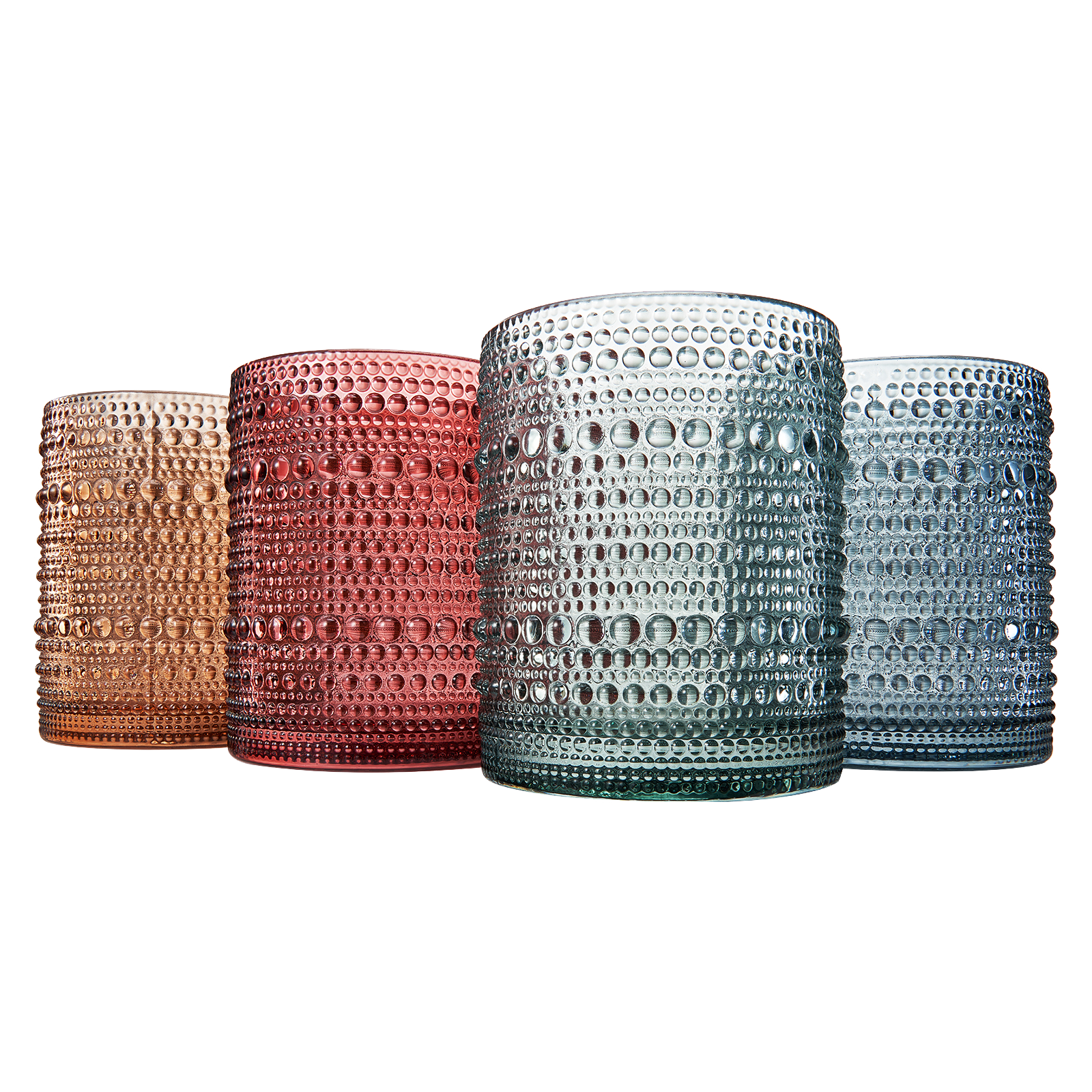 Tonal Hobnail Lowball Glassware, Set of 4