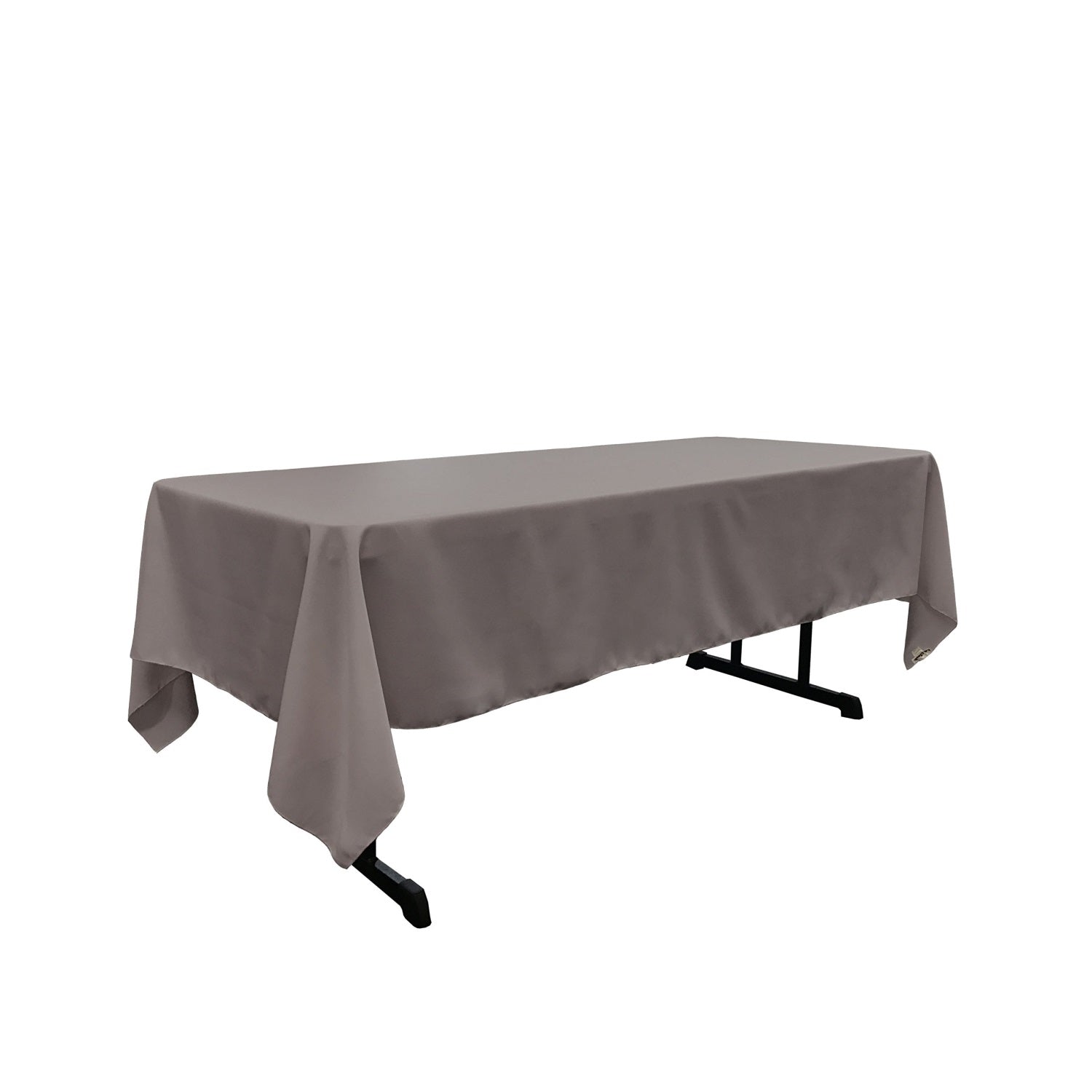 La Linen Polyester Poplin Rectangular Tablecloth 60 By 144-Inch, Dark Gray