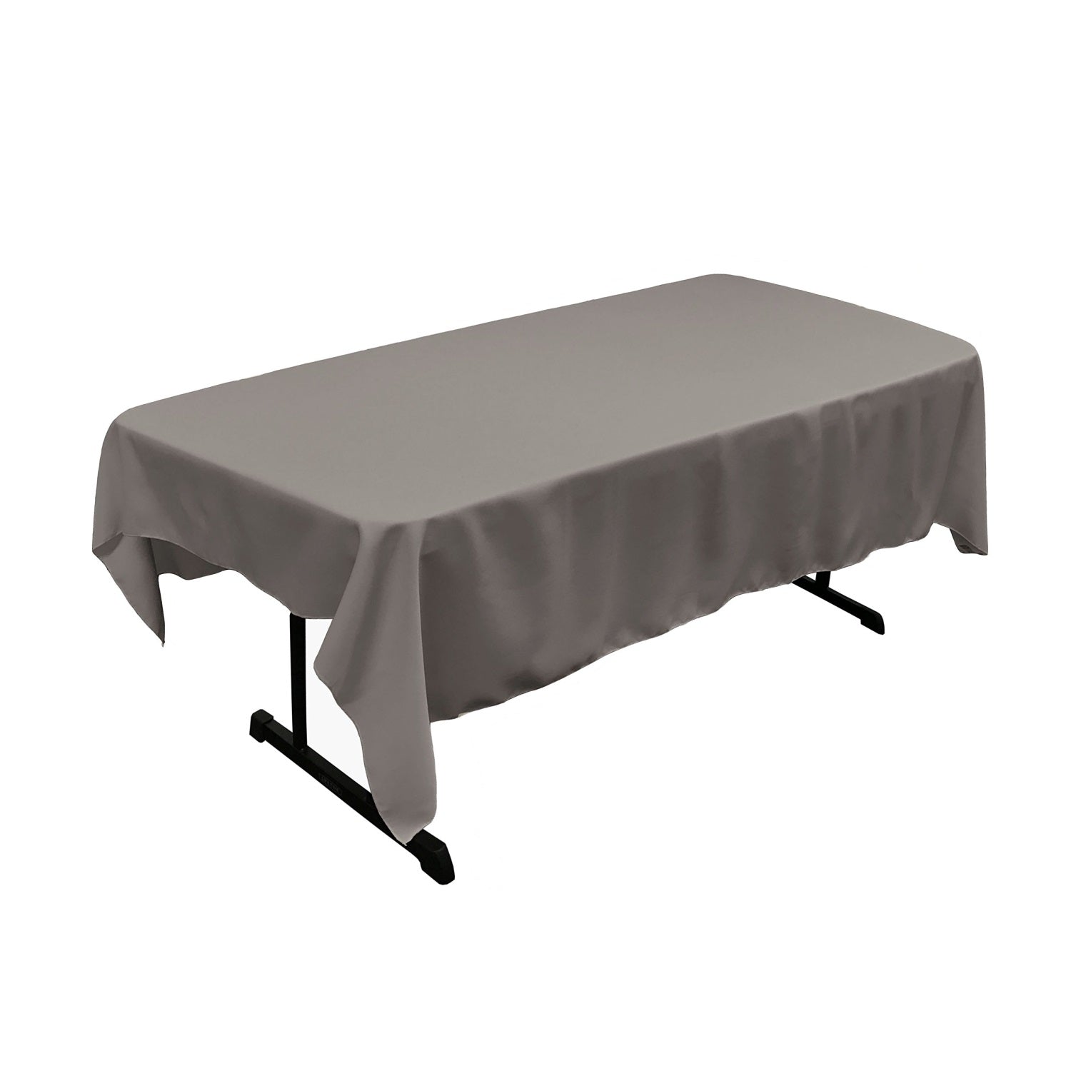 La Linen Polyester Poplin 60 By 84-Inch Rectangular Tablecloth, Grey Dark