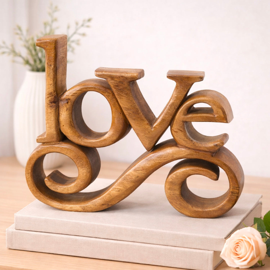 Forever Bloom – Hand-Carved Wooden Sculpture, Handmade Decorative Home Art