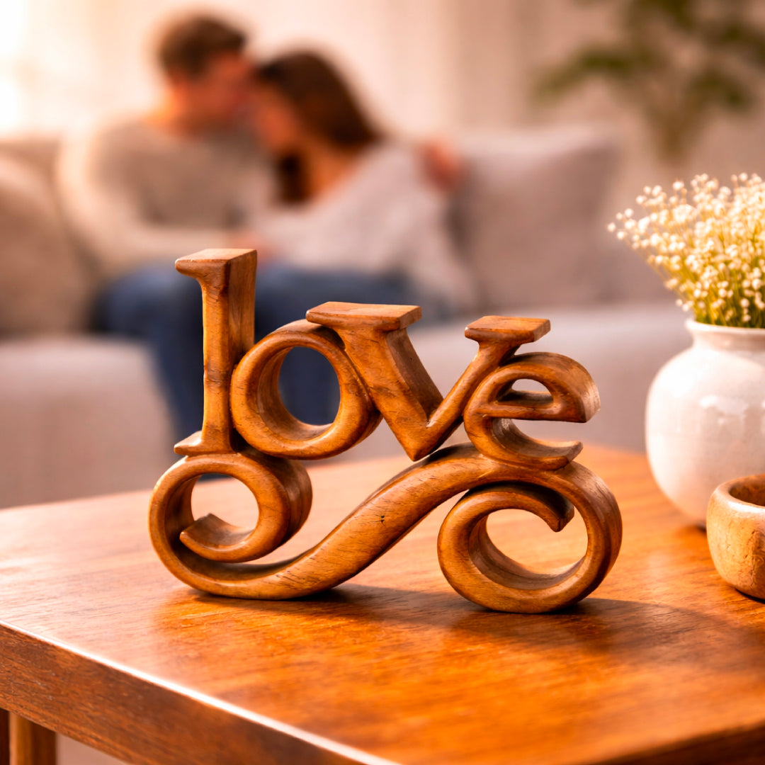 Forever Bloom – Hand-Carved Wooden Sculpture, Handmade Decorative Home Art