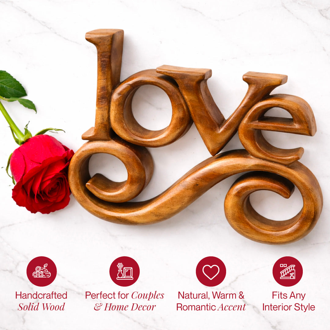 Forever Bloom – Hand-Carved Wooden Sculpture, Handmade Decorative Home Art