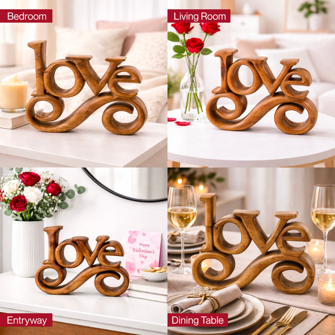 Forever Bloom – Hand-Carved Wooden Sculpture, Handmade Decorative Home Art