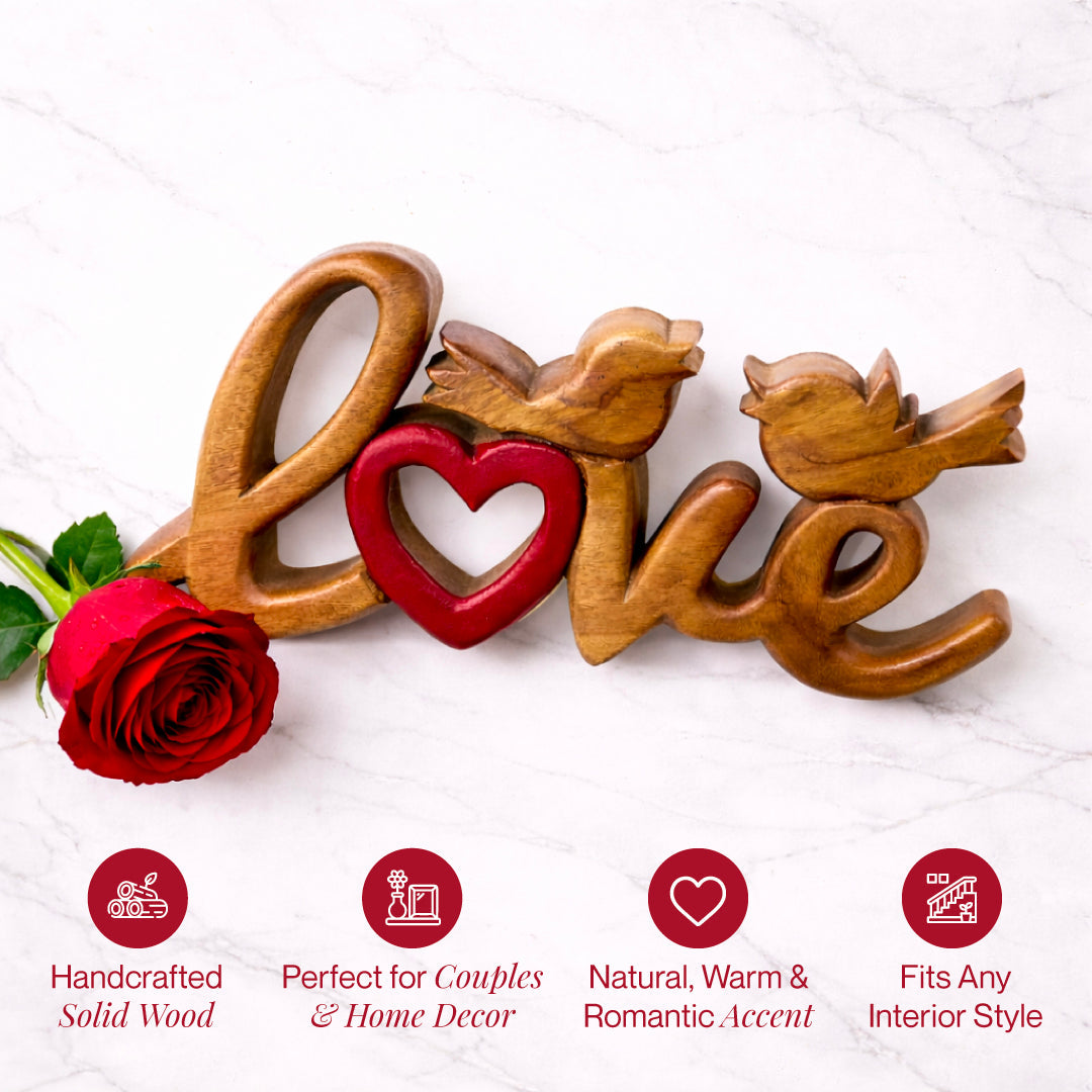 Amber Affection – Hand-Carved Wooden Sculpture, Handmade Decorative Home Art