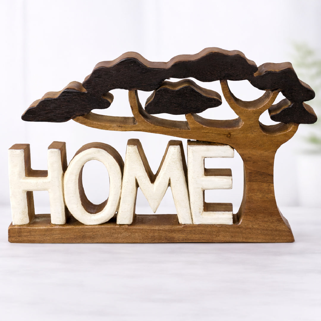 Handmade Wooden Sculpture – Rustic Acacia Wood Decor | Warm Home Accent Gift