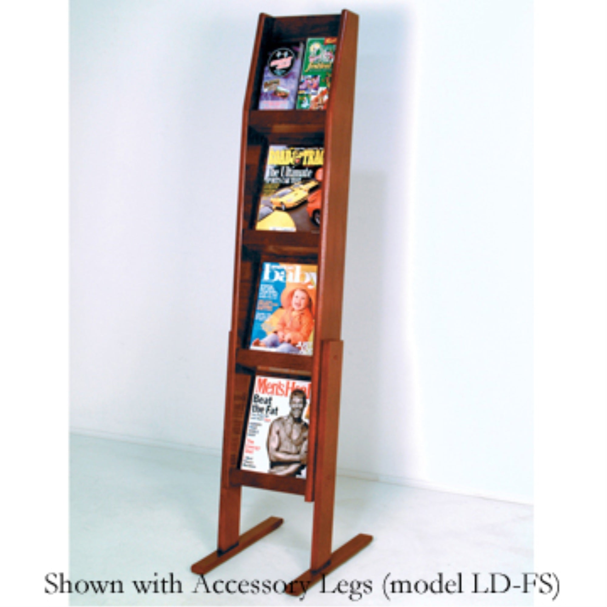 Wooden Mallet Slope 8 Pocket Literature Display  4Hx2W  Mahogany