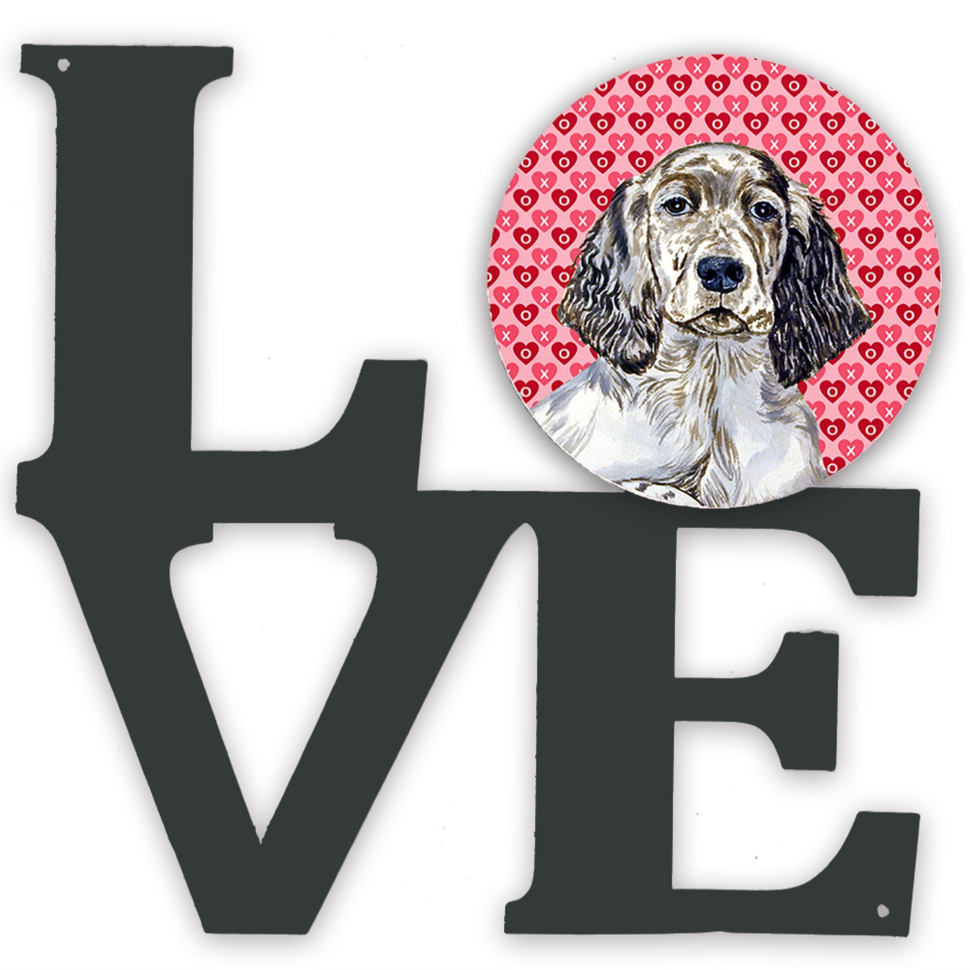 English Setter Hearts Love And Valentine'S Day Portrait Metal Wall Artwork Love Lh9142Walv