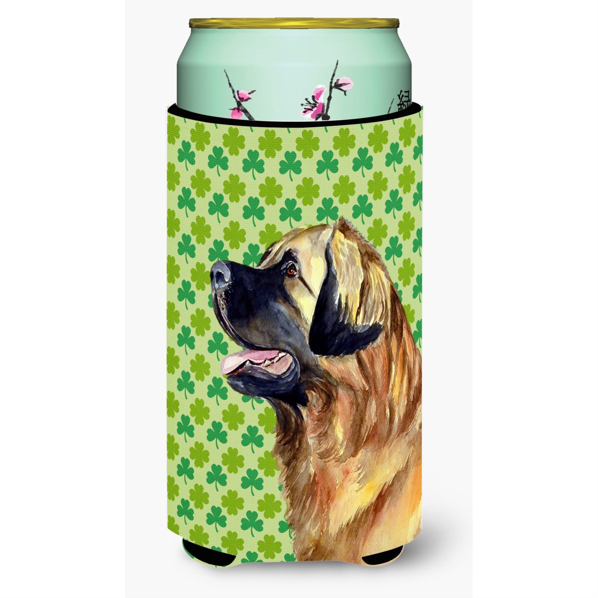 Leonberger St. Patricks Day Shamrock Portrait  Tall Boy Beverage Insulator Beverage Insulator Hugger