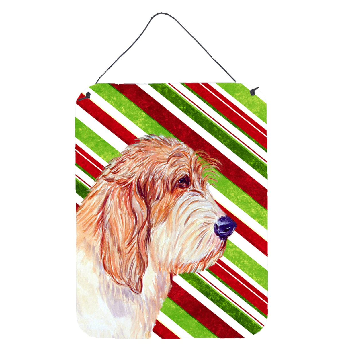 'Caroline'S Treasures Petit Basset Griffon Vendeen Candy Cane Christmas Wall Or Door Hanging Prints, 16'''' X 12'''', Multicolo